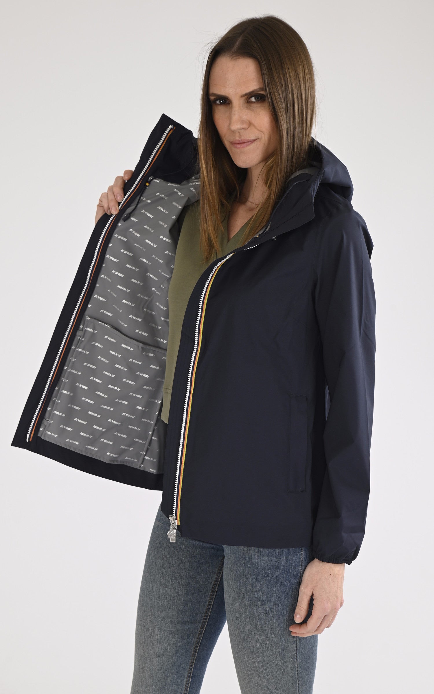 A &quot;MARGUERITE STRE DOT K31382W&quot; Bleu Marine K-Way Blouson Femme interior photo 3