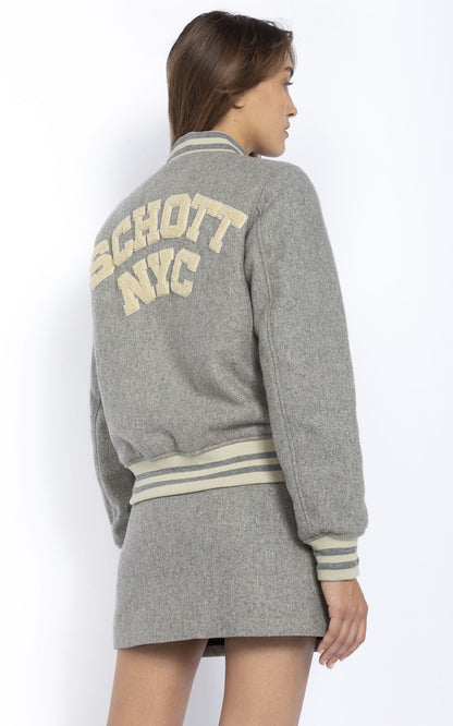 A &quot;JKTSERENAW&quot; Gris Clair Schott Teddy Femme back photo