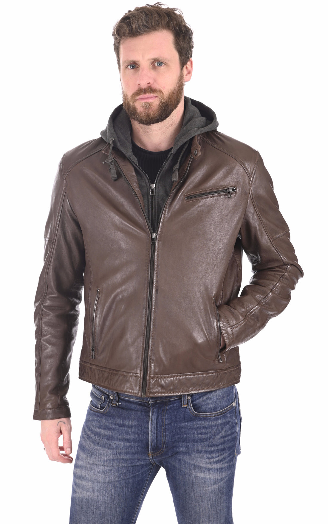 A &quot;IORA HOOD&quot; Mocca Serge Pariente Blouson Homme opened photo