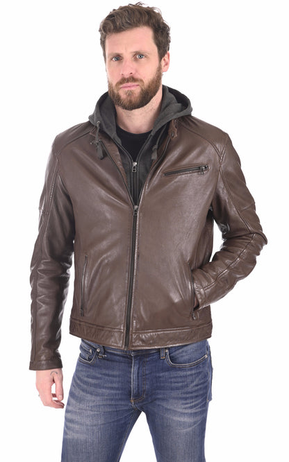 A &quot;IORA HOOD&quot; Mocca Serge Pariente Blouson Homme closed photo