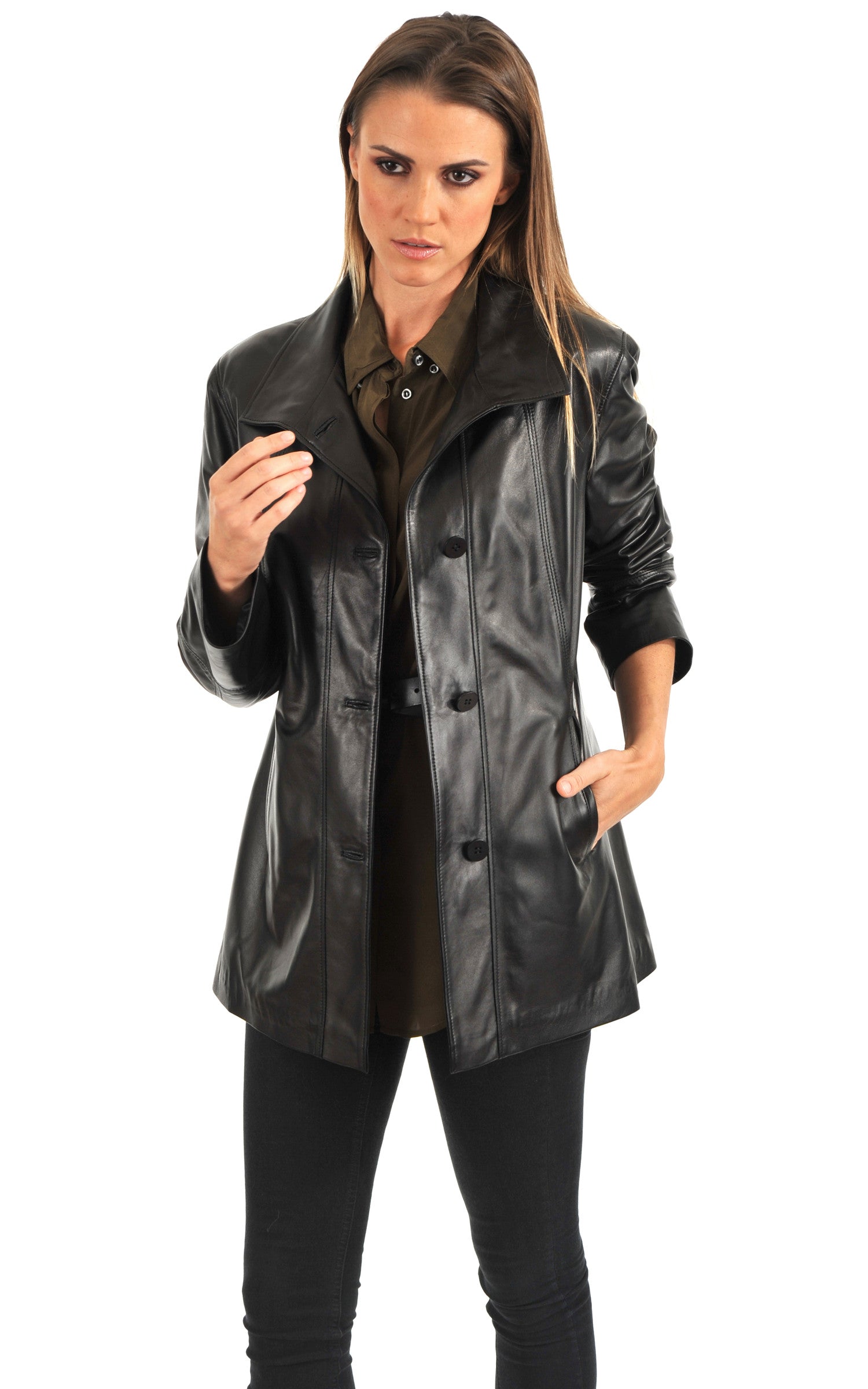A &quot;GLORIA&quot; Noir La Canadienne Veste Femme opened photo