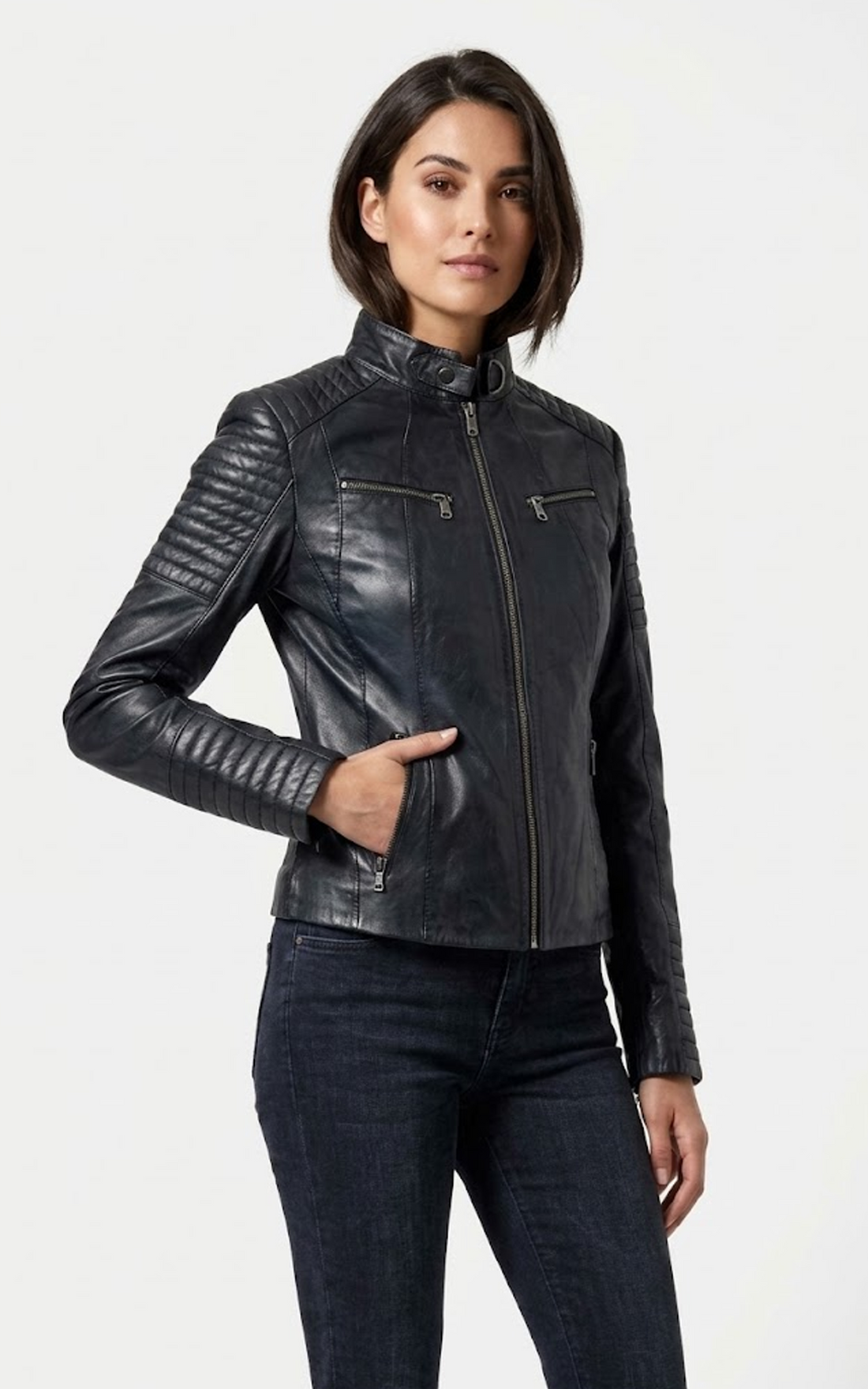 Blouson motard cuir Scooty noir