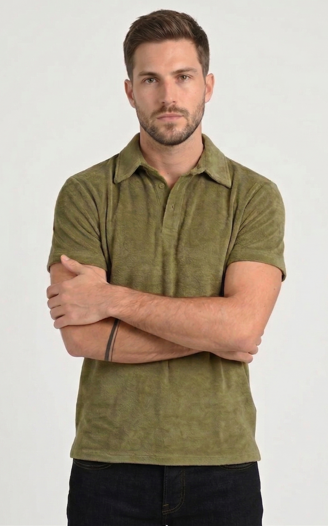 Khaki terrycloth polo shirt Brody