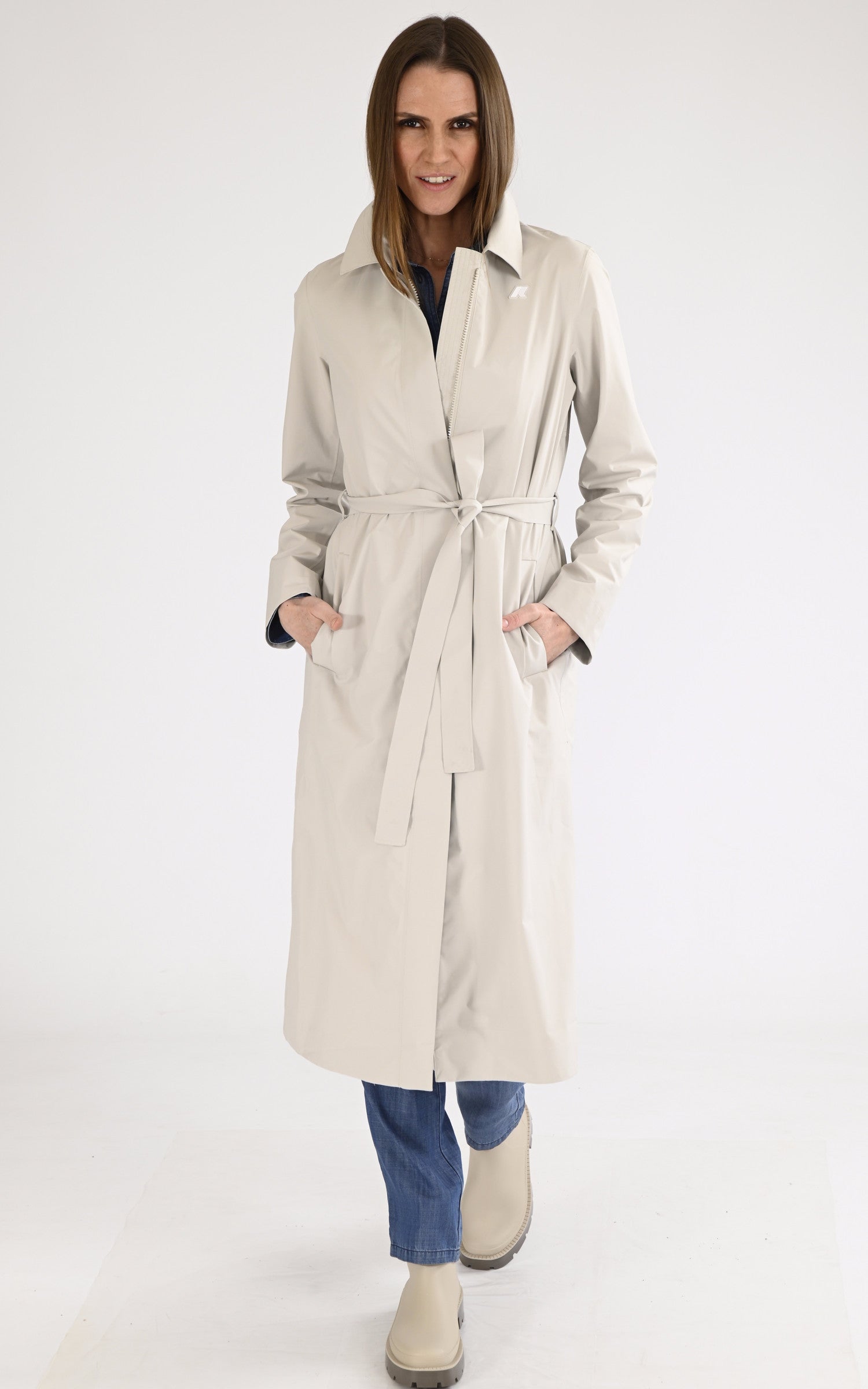 A &quot;BARBRA K61337W&quot; Beige K-Way Manteau Femme closed photo 2