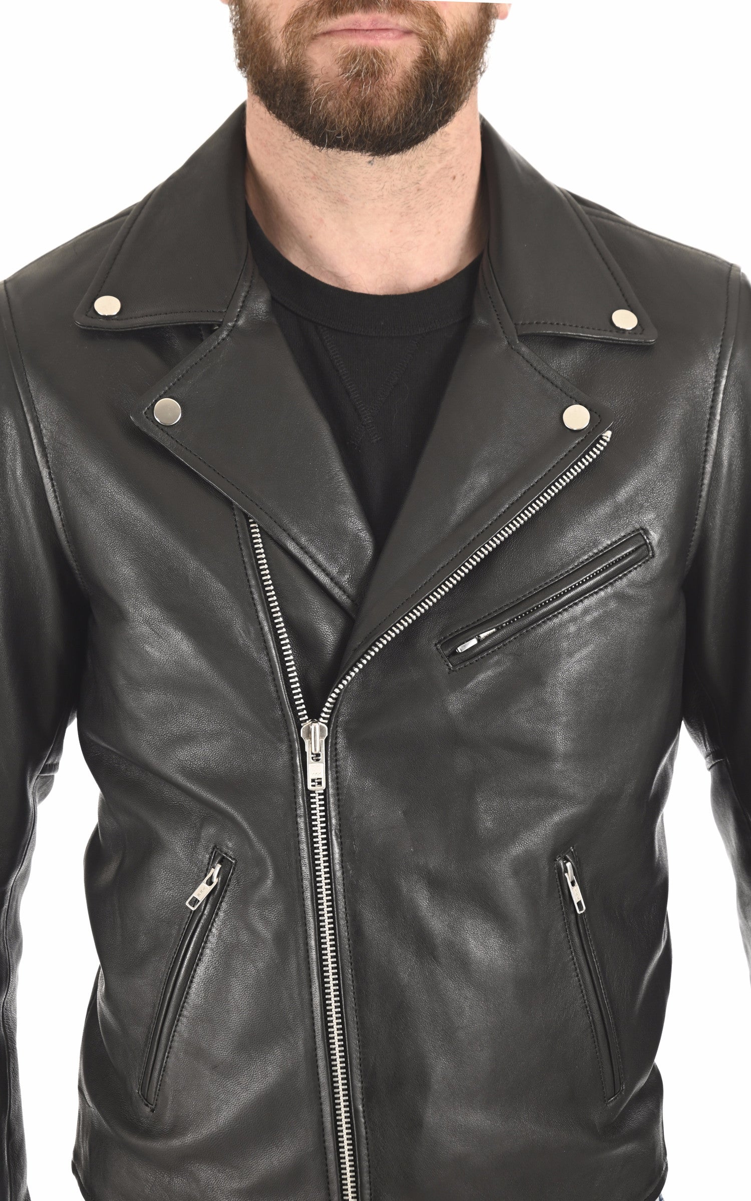 A &quot;BIKER&quot; Noir La Canadienne Blouson Homme details photo