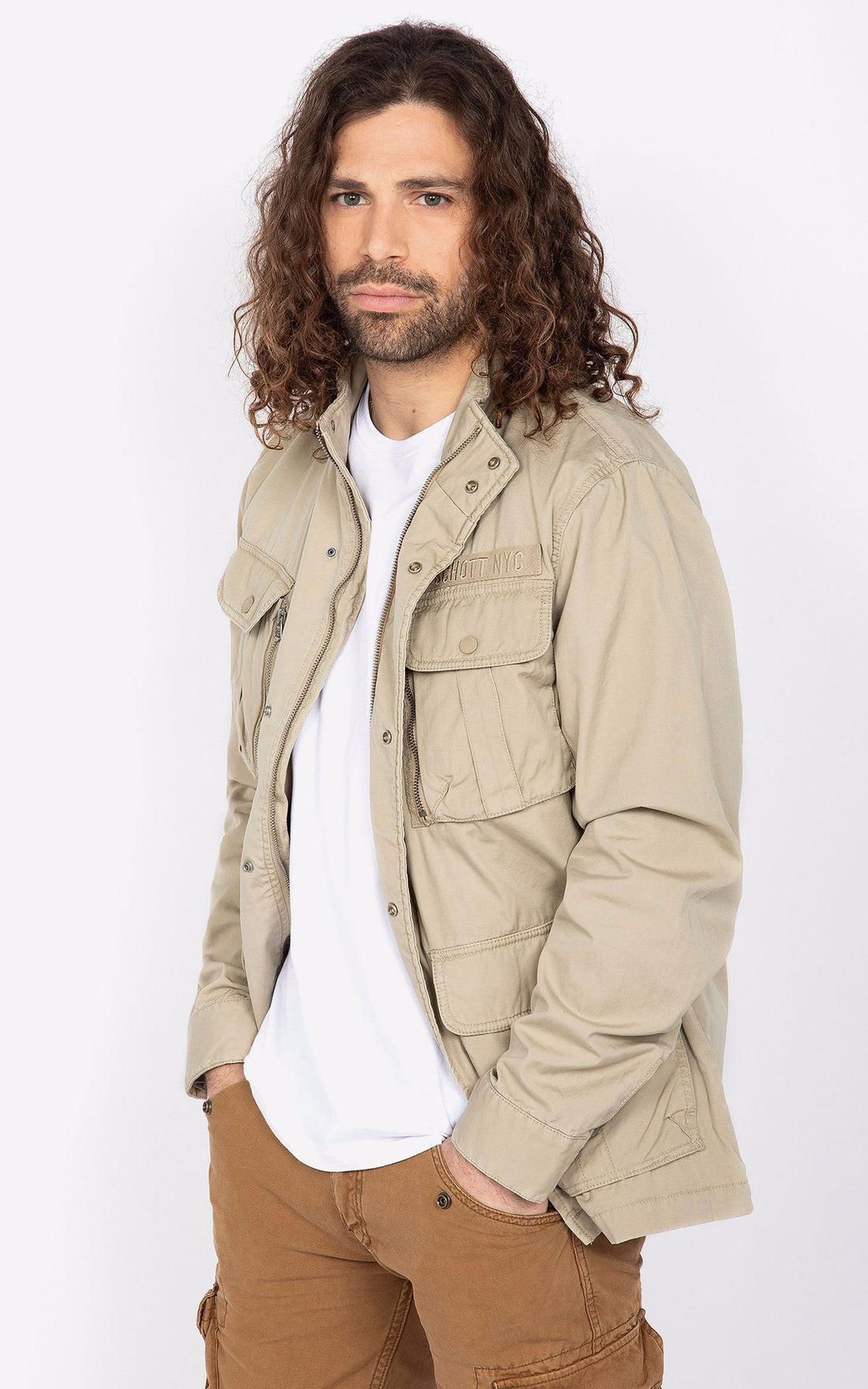 A &quot;M1941X&quot; Beige Schott Veste Homme opened photo