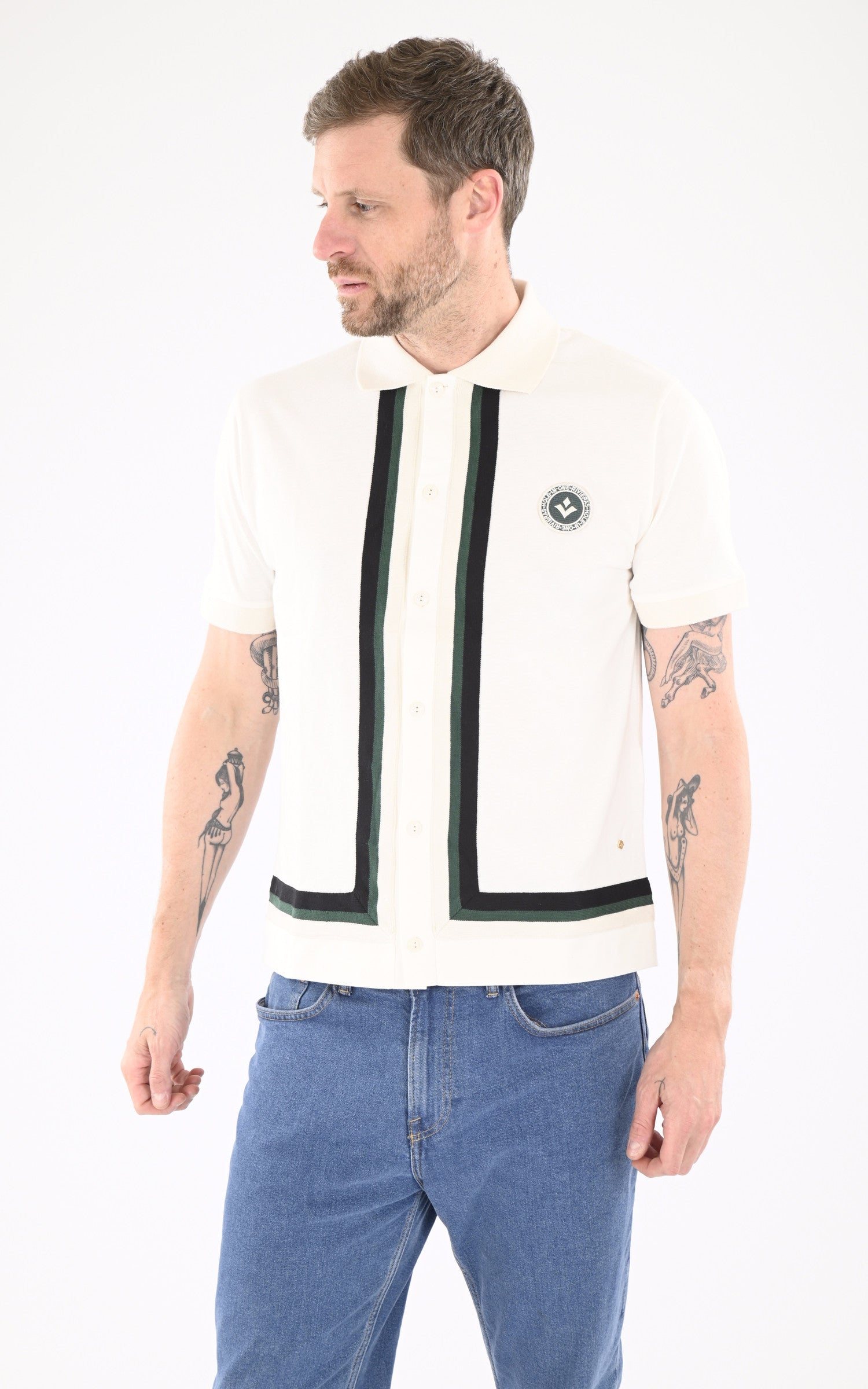 A &quot;CIANO&quot; Ecru Rivieras Chemise Homme opened photo