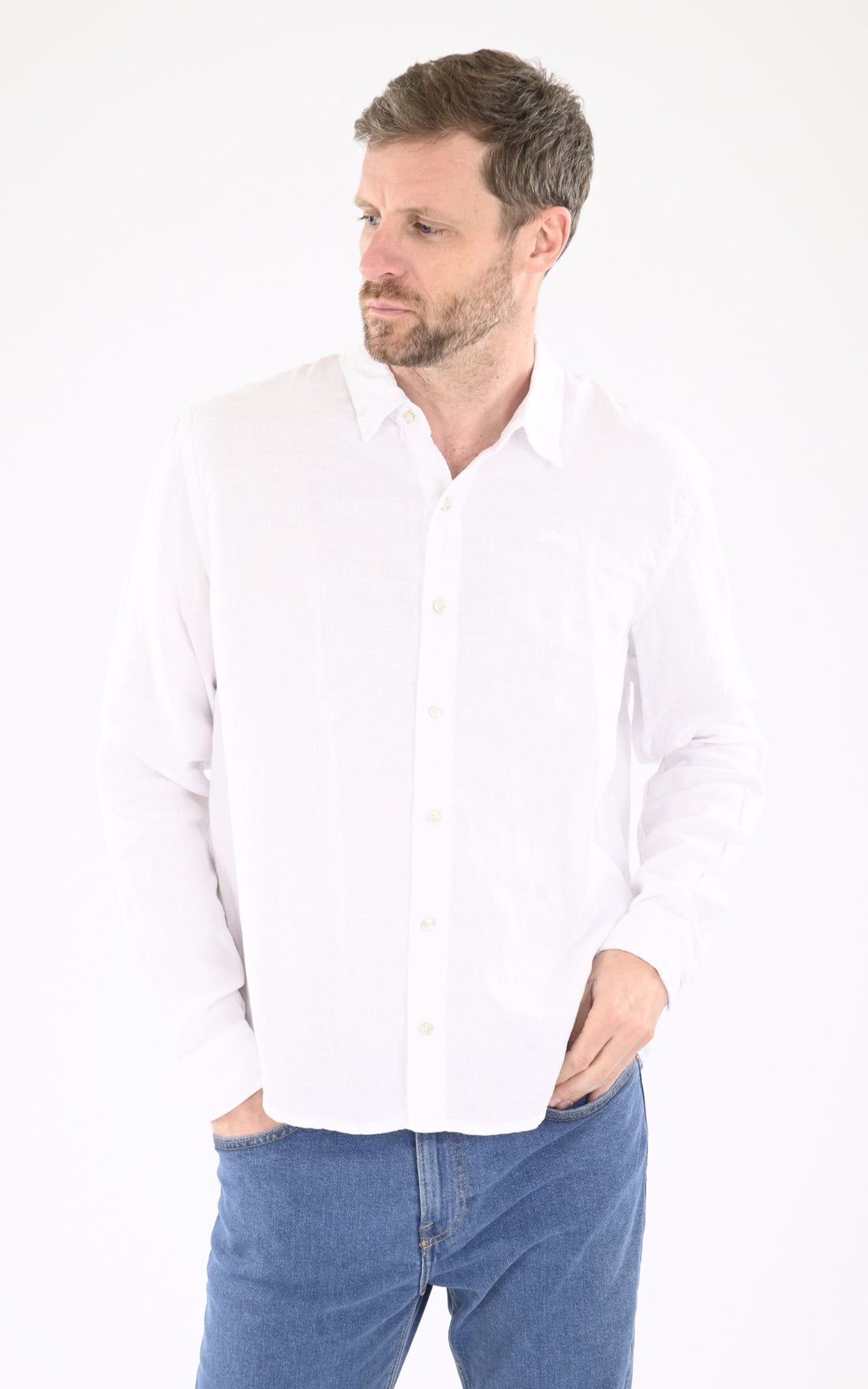 A &quot;SHSANTIAGOML&quot; Blanc Schott Chemise Homme opened photo
