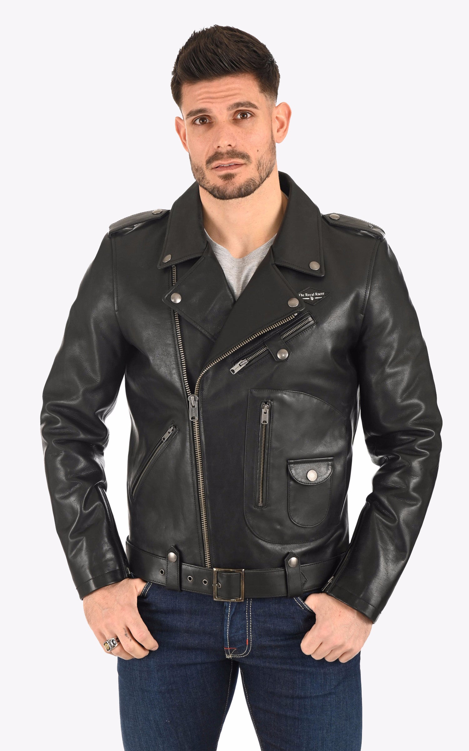 A &quot;CAMDEN 2022002&quot; Noir The Royal Racer Perfecto Homme opened photo