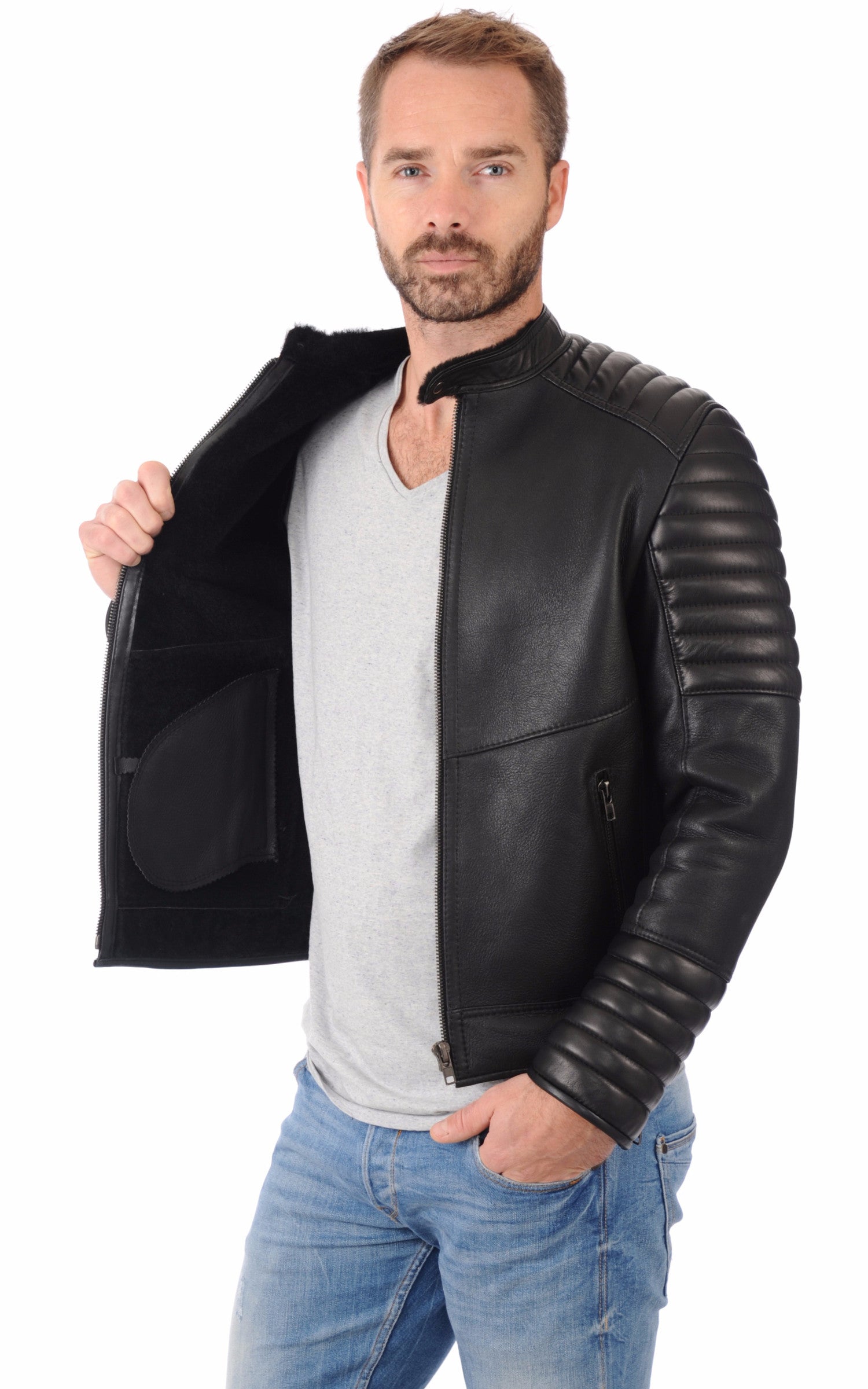 A &quot;ZLATAN&quot; Noir La Canadienne Blouson Homme interior photo