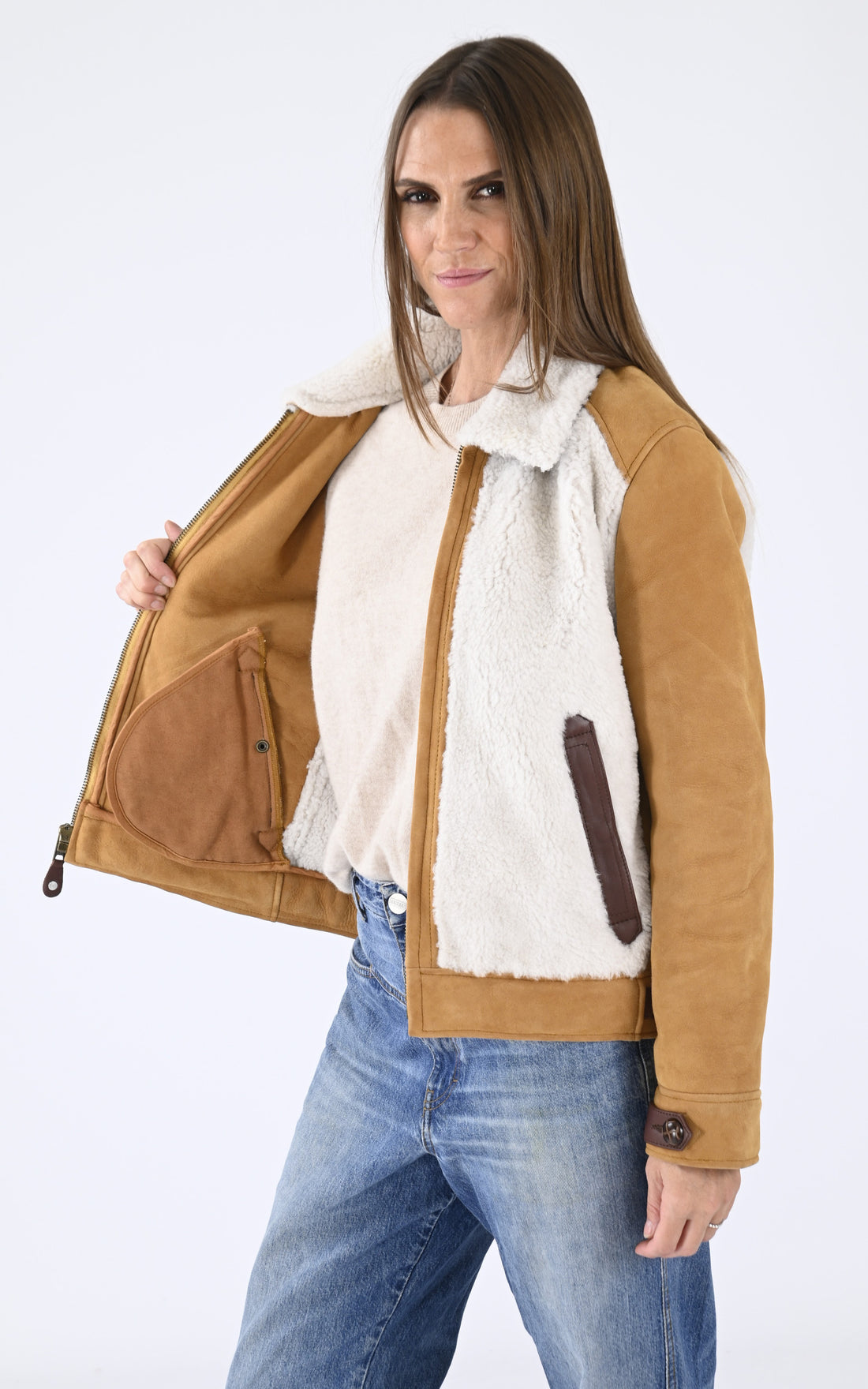 A &quot;LCW HOLLY&quot; Camel Schott Blouson Femme opened photo