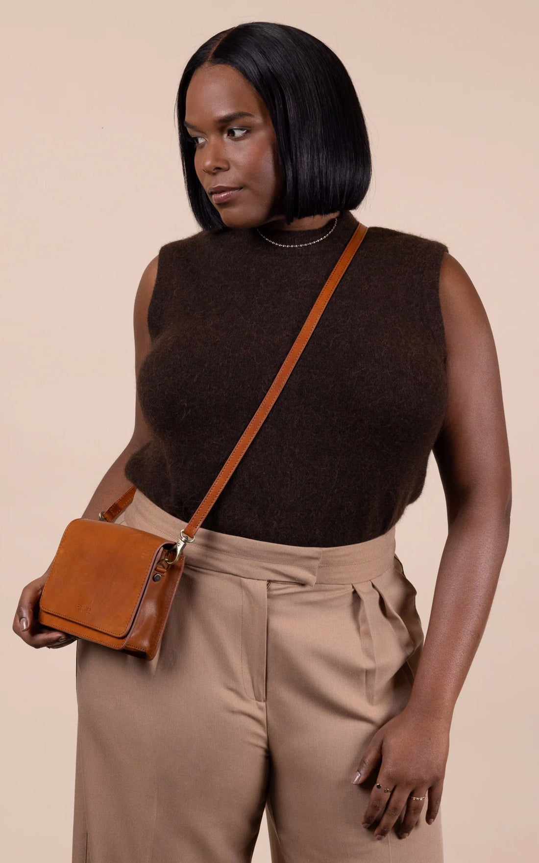 A &quot;AUDREY MINI&quot; Cognac O my bag Sac Mixte opened photo
