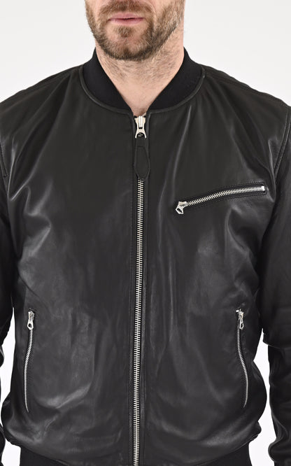 A &quot;LC JEFFERSON&quot; Noir Schott Blouson Homme details photo