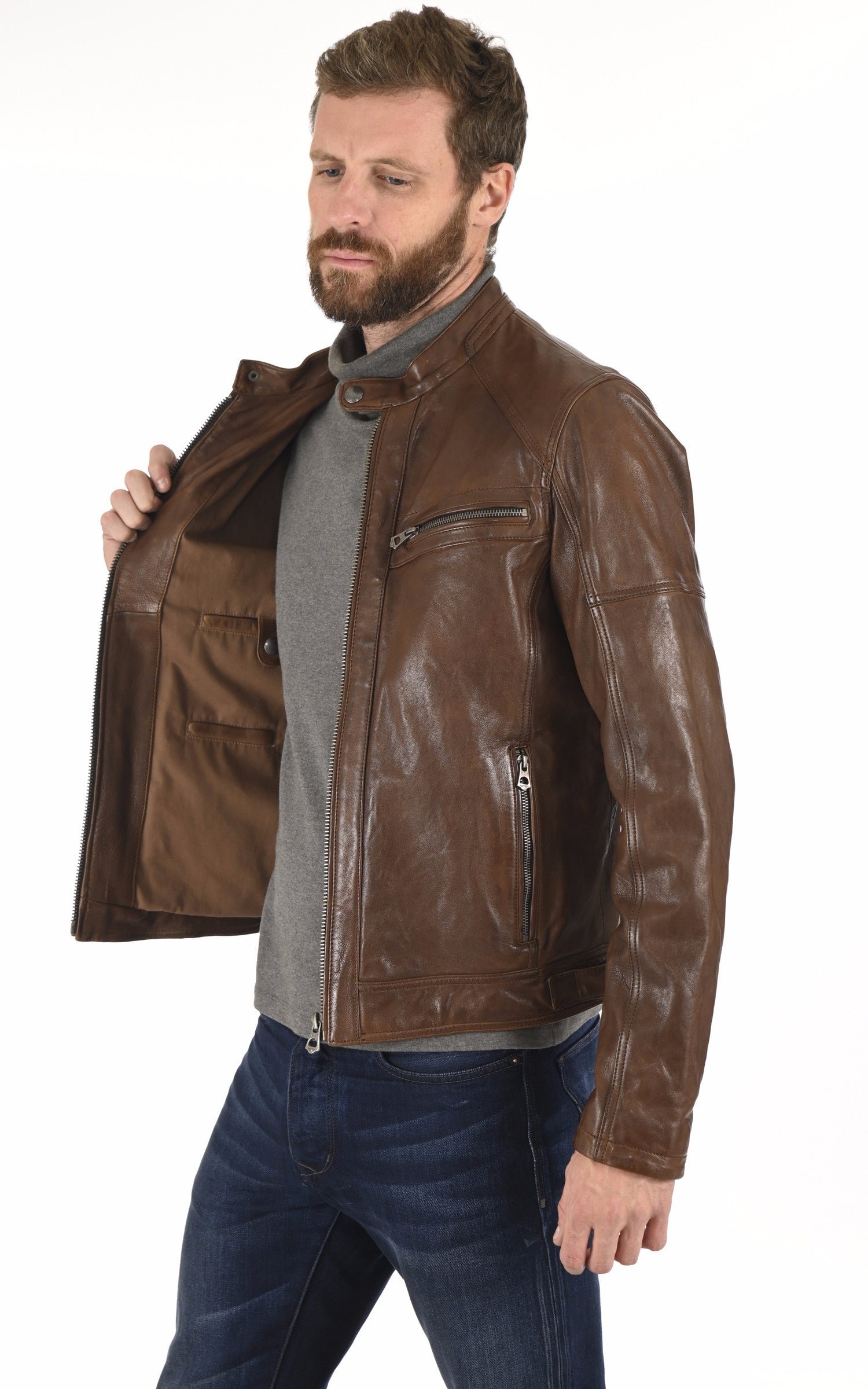 A &quot;COLLINS 101046&quot; Cognac Daytona 73 Blouson Homme interior photo