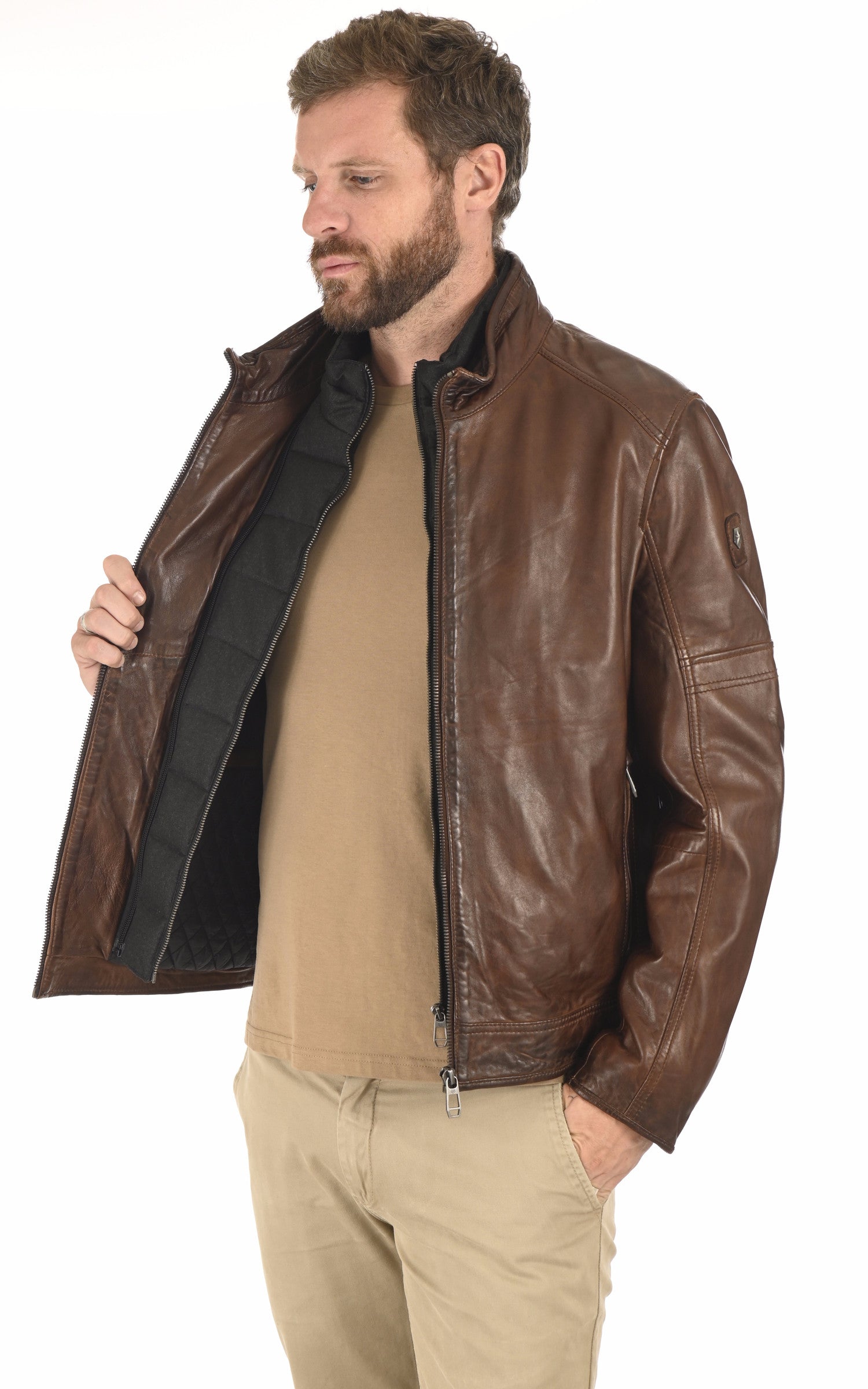 A &quot;BENDER&quot; Marron Milestone Blouson Homme interior photo 3