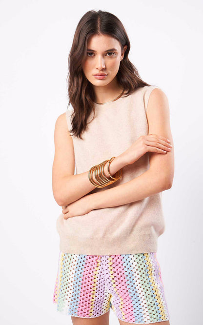 A &quot;DONNA&quot; Beige Les Tricots de Léa debardeur Femme closed photo