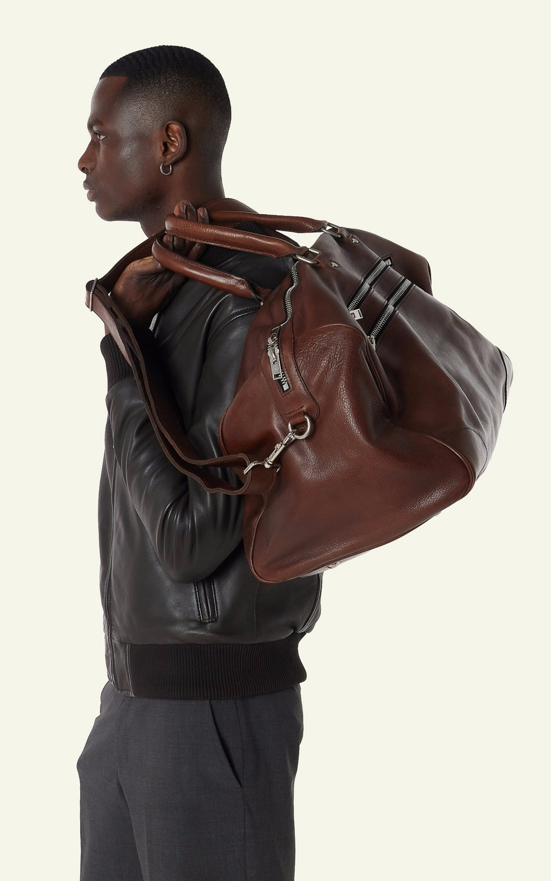 A &quot;SP01&quot; Marron &amp; Blanc Serge Pariente Sac Homme opened photo