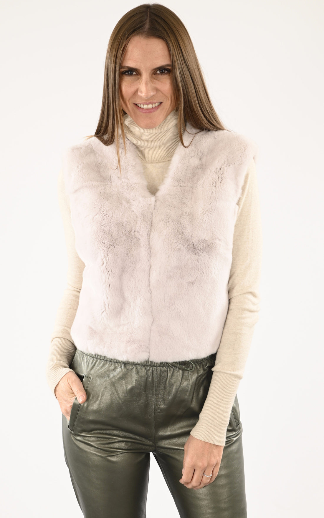 A &quot;CELIE&quot; Crème La Canadienne Gilet Femme opened photo