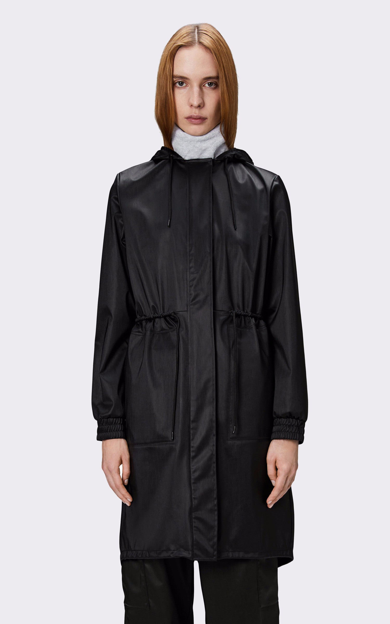 A &quot;18550 STRING PARKA&quot; Noir Rains 7/8 Femme opened photo