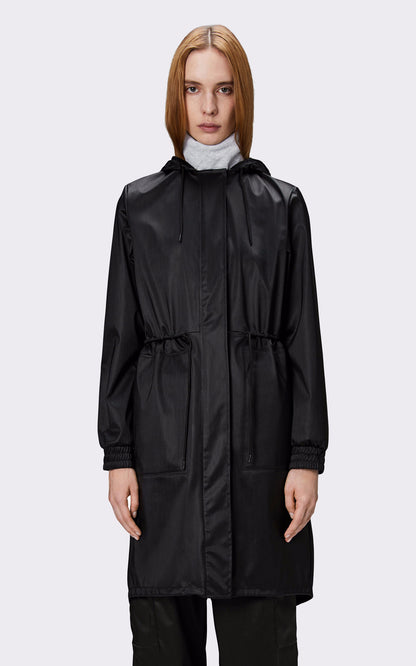 A &quot;18550 STRING PARKA&quot; Noir Rains 7/8 Femme opened photo