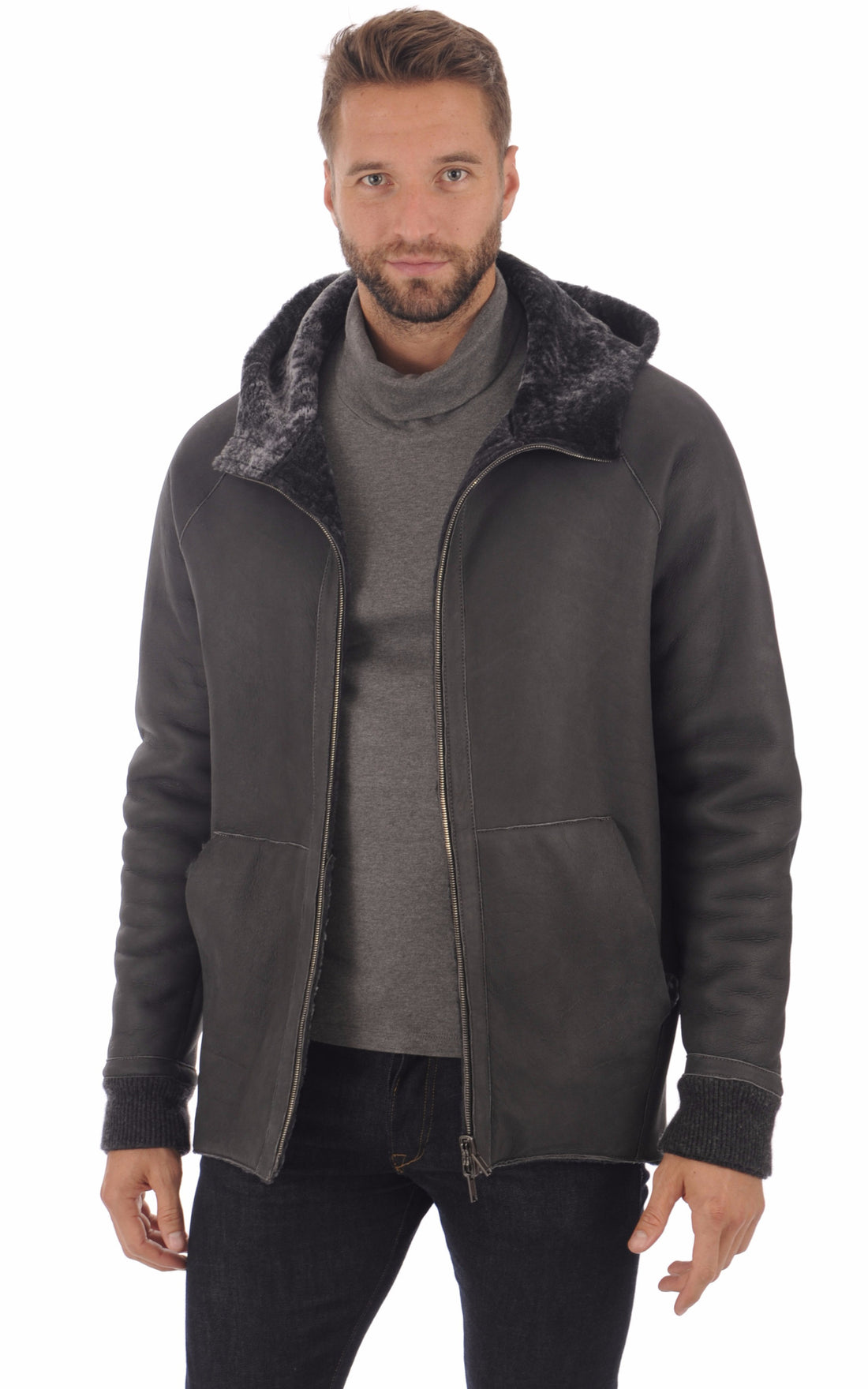 A &quot;37512-U&quot; Gris Foncé Salvatore Santoro Blouson Homme opened photo