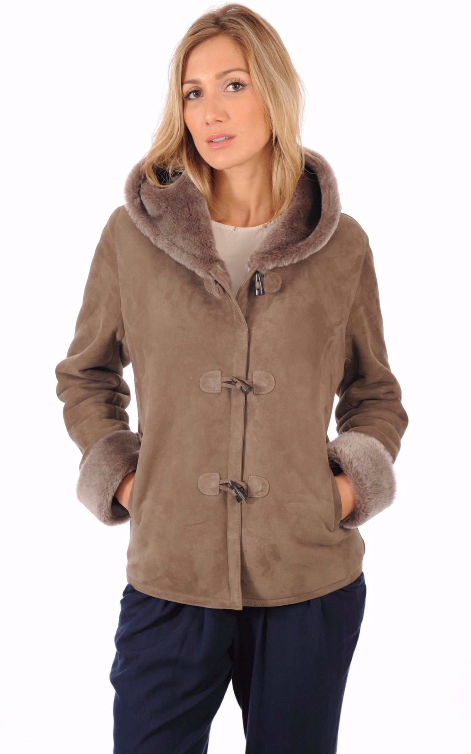 A &quot;DELPHINE&quot; Taupe La Canadienne Veste Femme opened photo 1