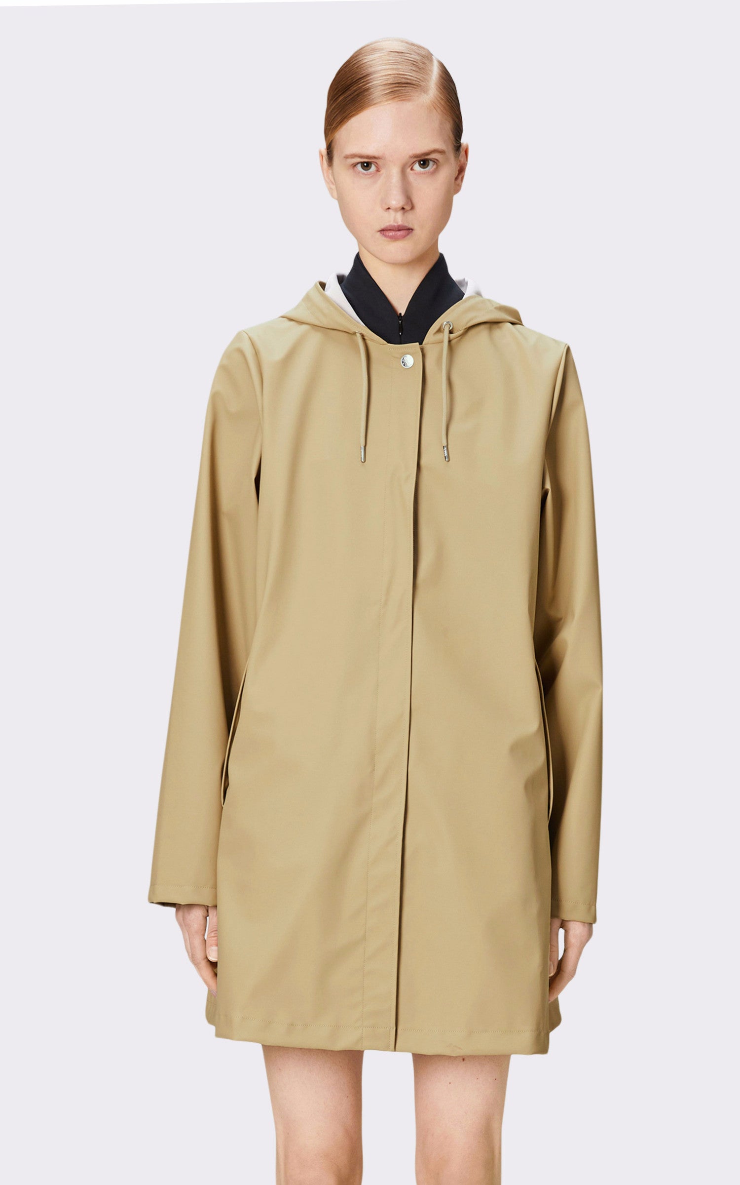 A &quot;18050 A-LINE JACKET&quot; Beige Rains 3/4 Femme opened photo