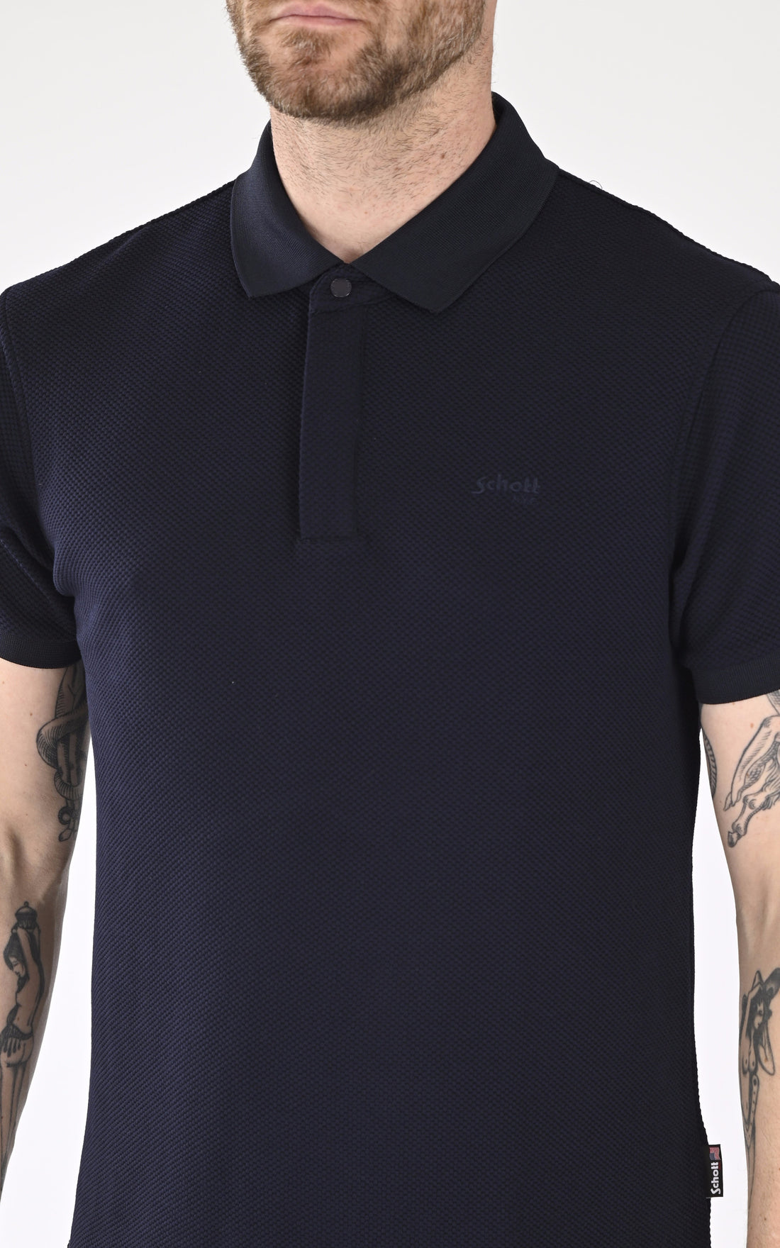A &quot;PS OLLIN&quot; Bleu Marine Schott Polo Homme opened photo