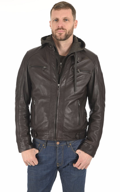 A &quot;ERIKO HOOD&quot; Marron Serge Pariente Blouson Homme closed photo