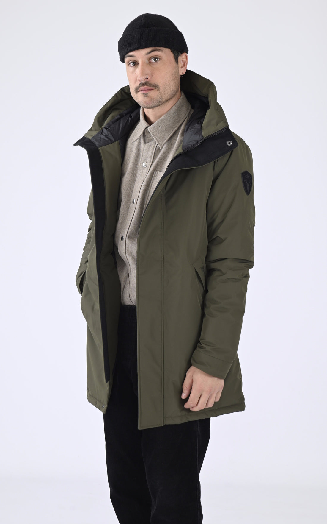 A &quot;PIERRE 3L&quot; Kaki Nobis 3/4 Doudoune Homme opened photo