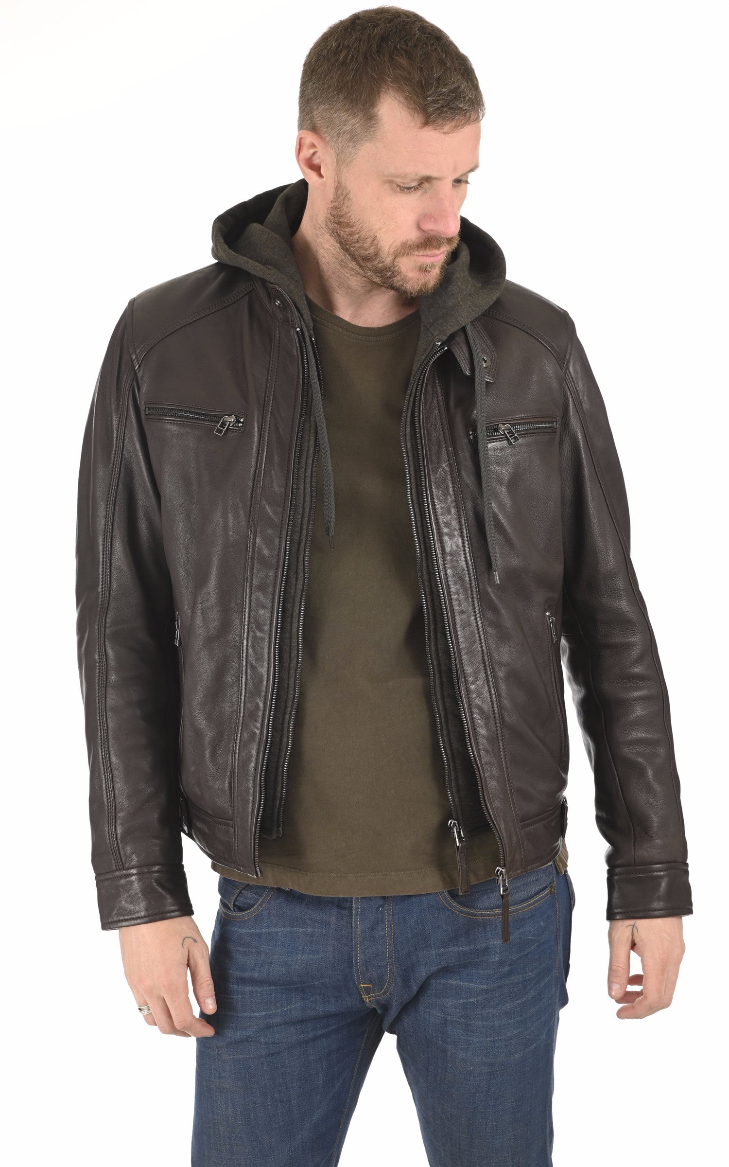 A &quot;ERIKO HOOD&quot; Marron Serge Pariente Blouson Homme opened photo 1