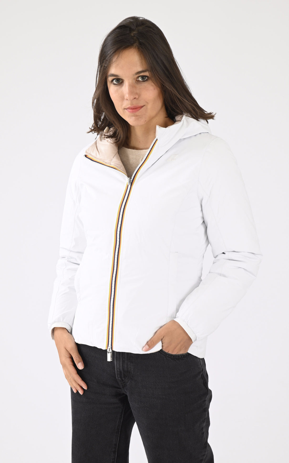 A &quot;LILY ST THERMO DO K8127XW&quot; Blanc K-Way Blouson Femme opened photo