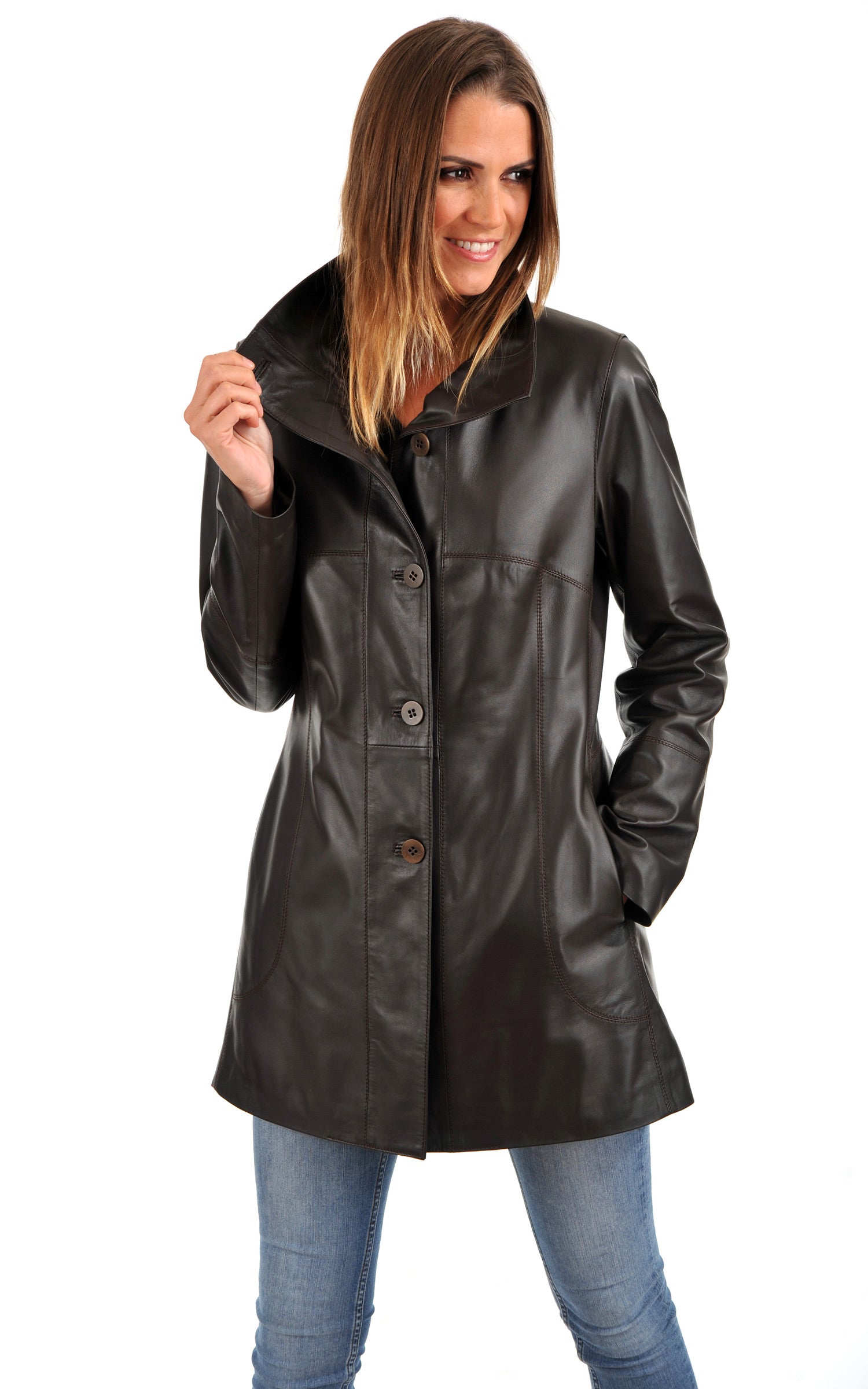 A &quot;TRIANA&quot; Marron La Canadienne 3/4 Femme closed photo 2