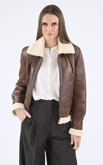 A &quot;LCW1257&quot; Mocca Schott Bombardier Femme closed photo
