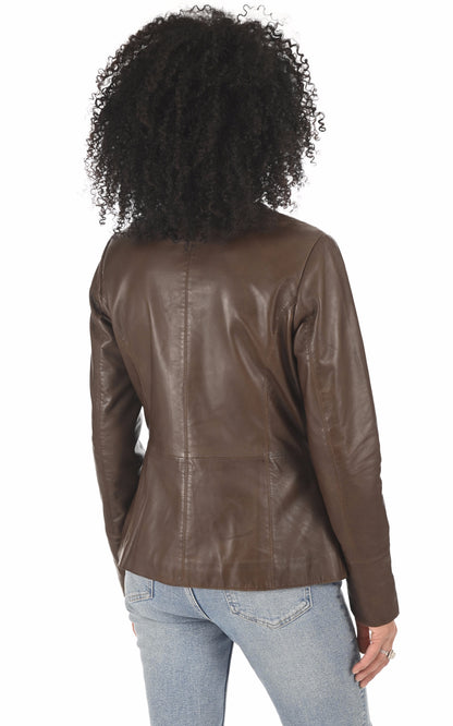 A &quot;BENICE&quot; Marron La Canadienne Veste Femme back photo