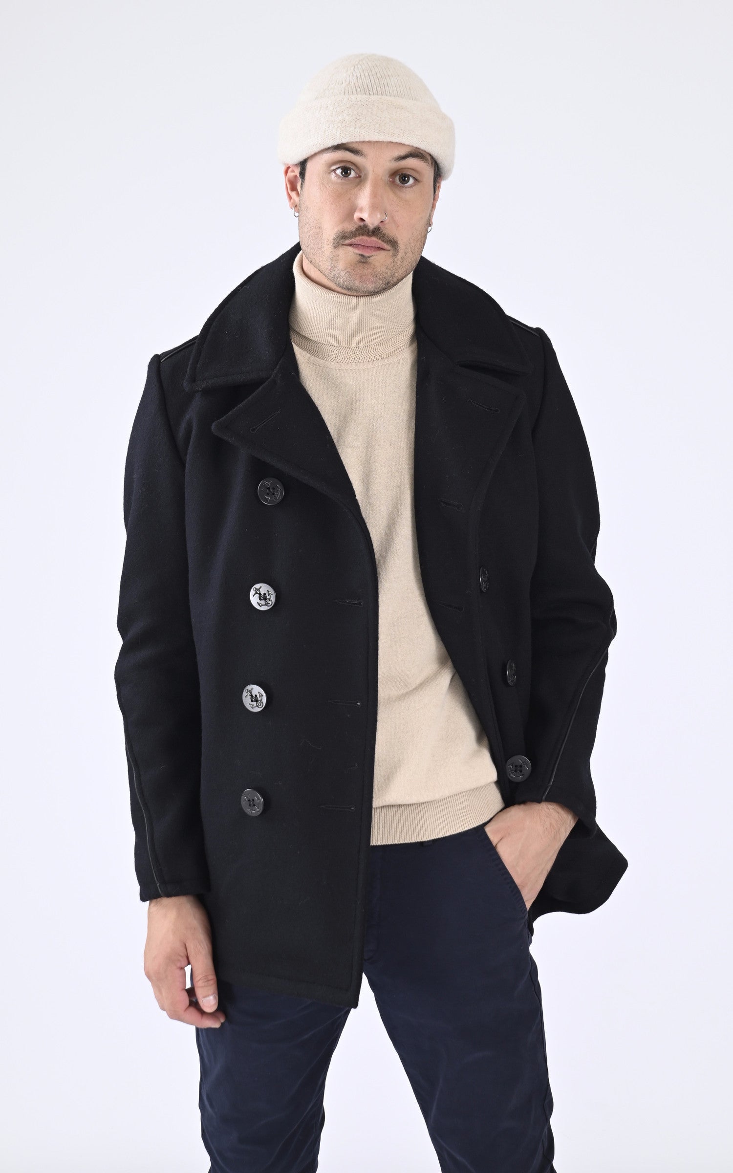 A &quot;740C&quot; Bleu Marine Schott Caban Homme opened photo 1
