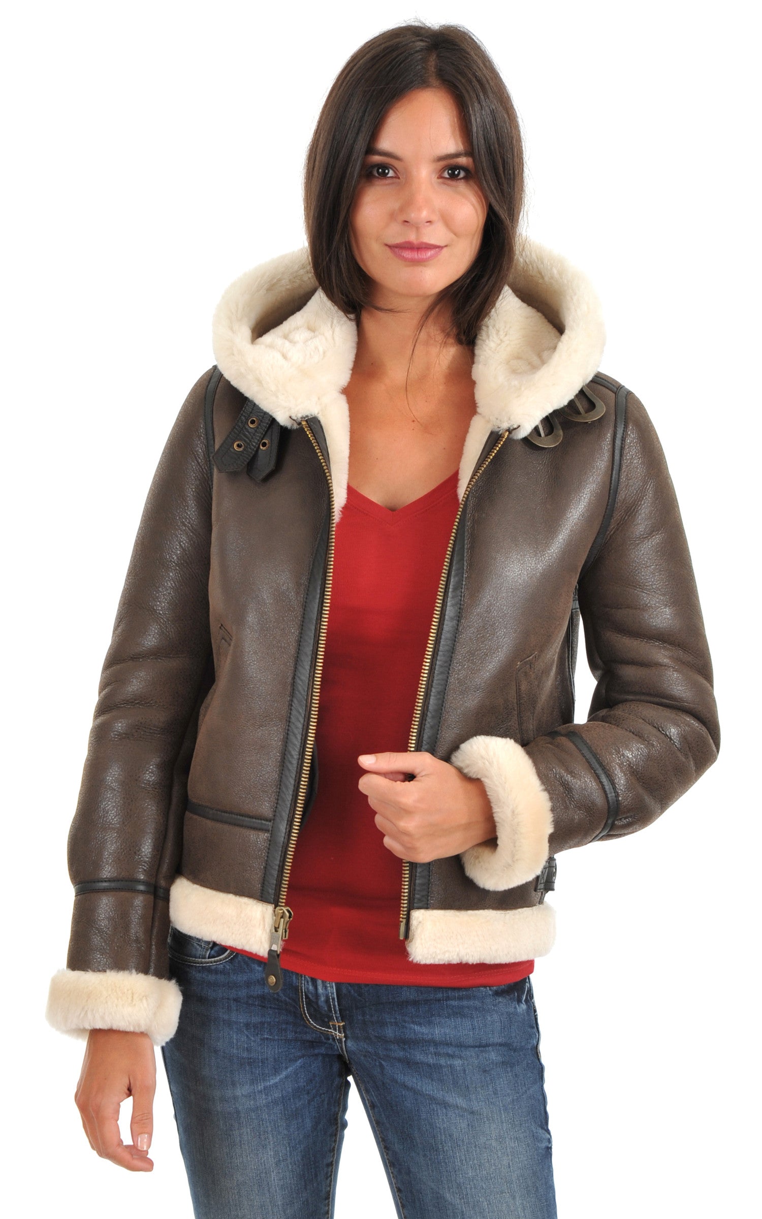 A &quot;LCW1257H&quot; Marron Schott Bombardier Femme opened photo 2