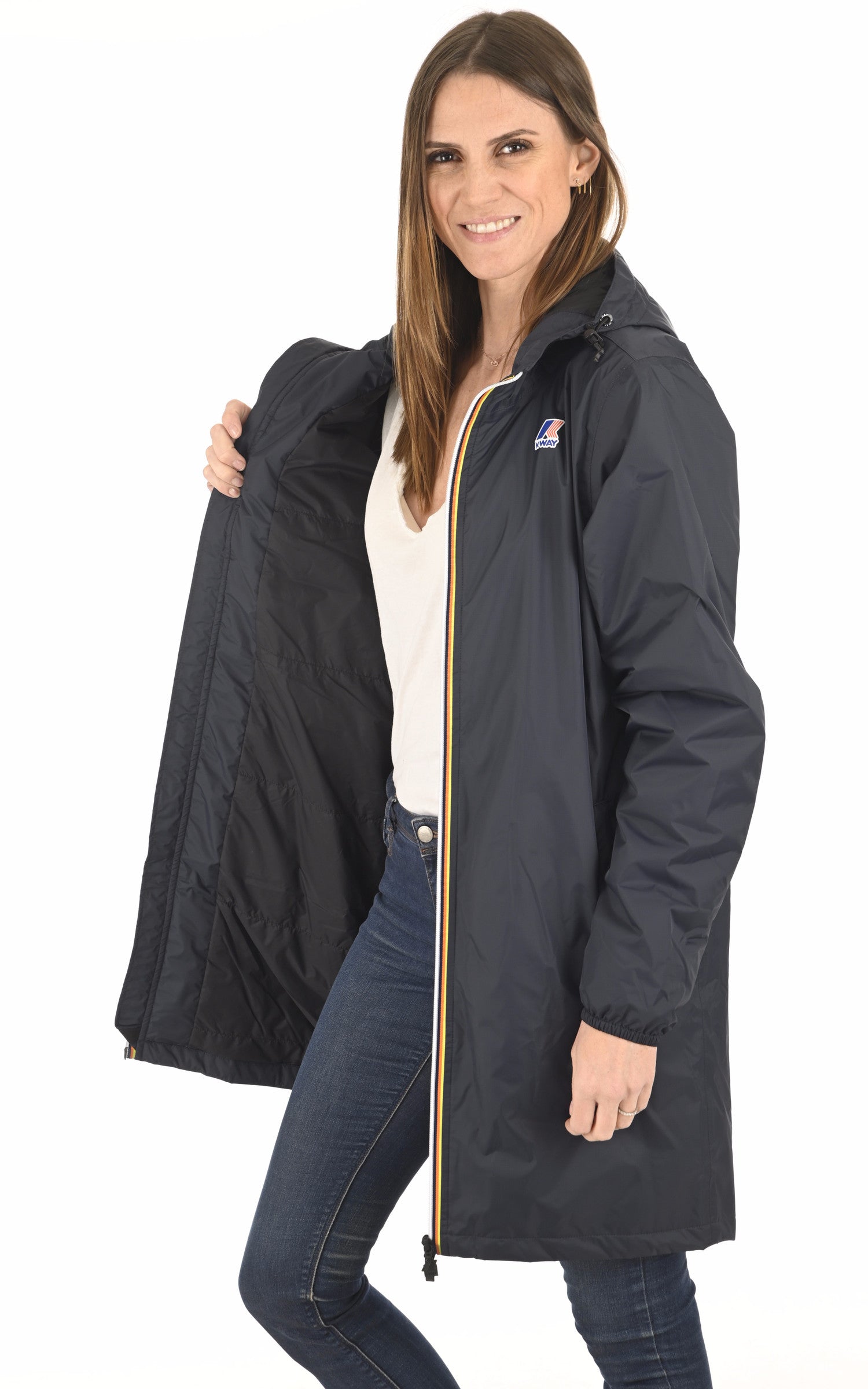 A &quot;EIFFEL WARM K00BDG0&quot; Bleu Foncé K-Way 3/4 Mixte interior photo 3