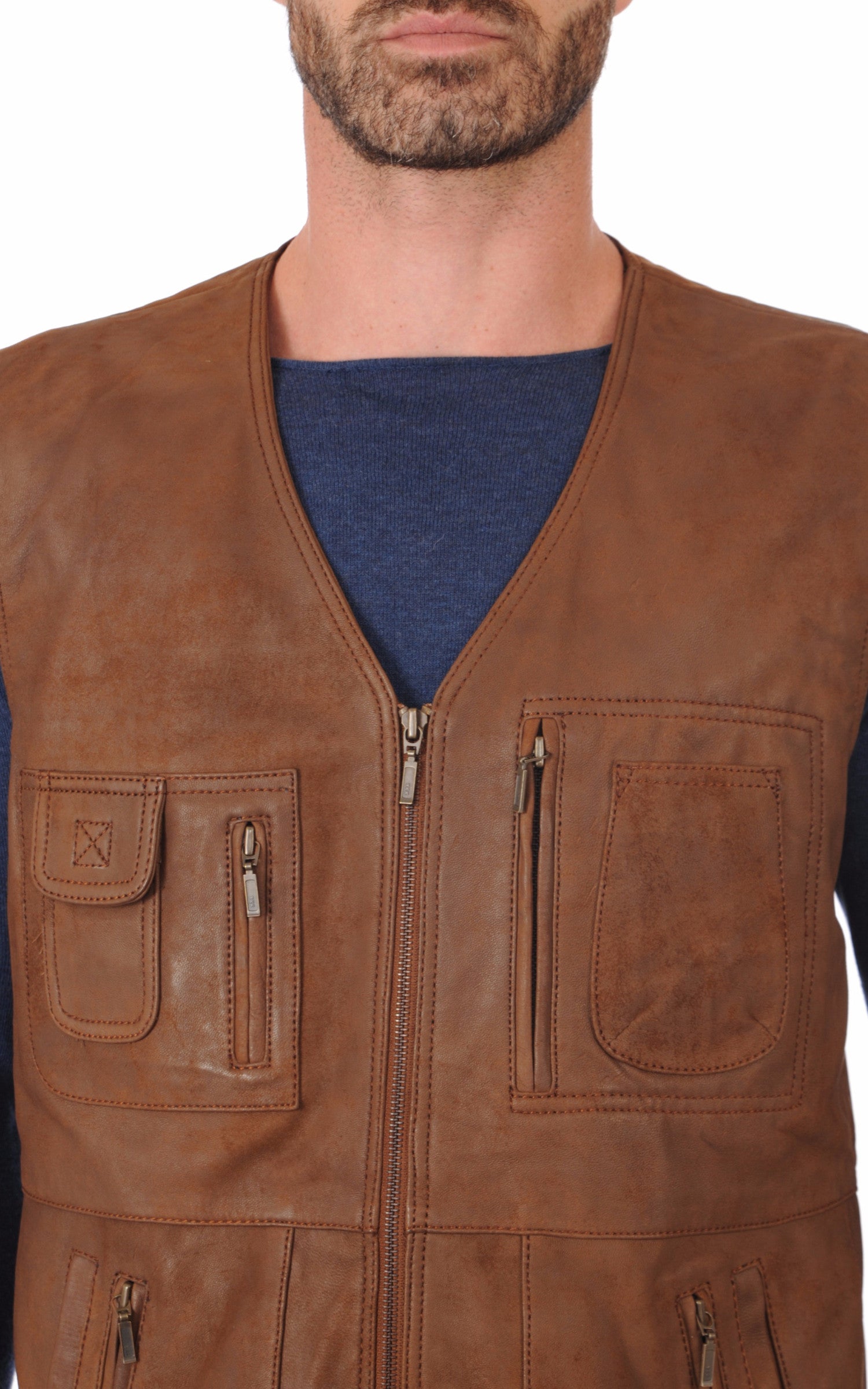 A &quot;GERO&quot; Marron Maddox Gilet Homme details photo