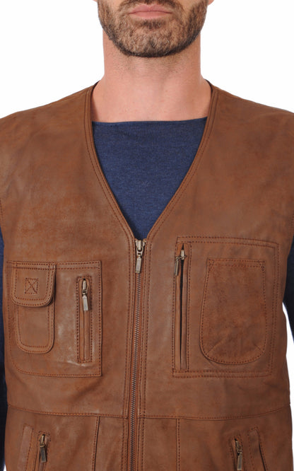 A &quot;GERO&quot; Marron Maddox Gilet Homme details photo