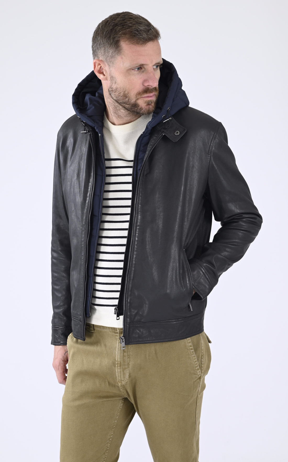 A &quot;EDWARD 2 HOOD&quot; Bleu Serge Pariente Blouson Homme opened photo