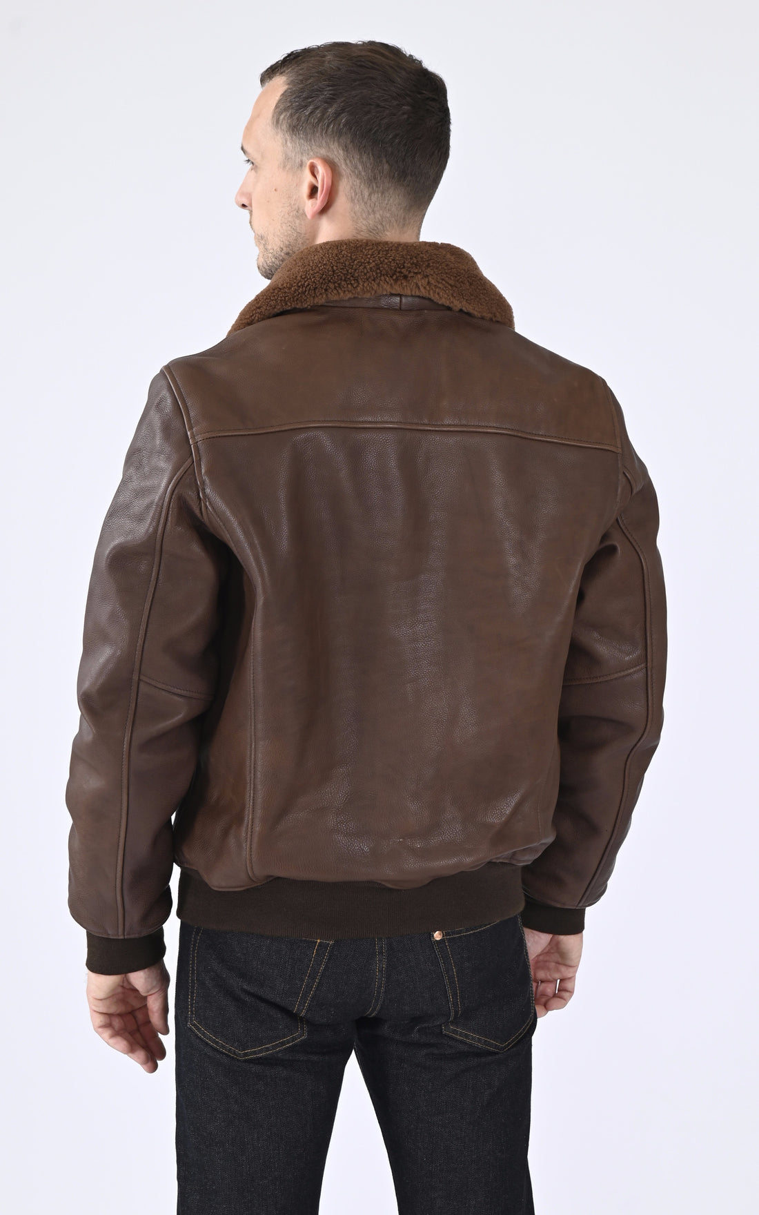 A &quot;LC AVIATION 24&quot; Marron Schott Pilote Homme opened photo