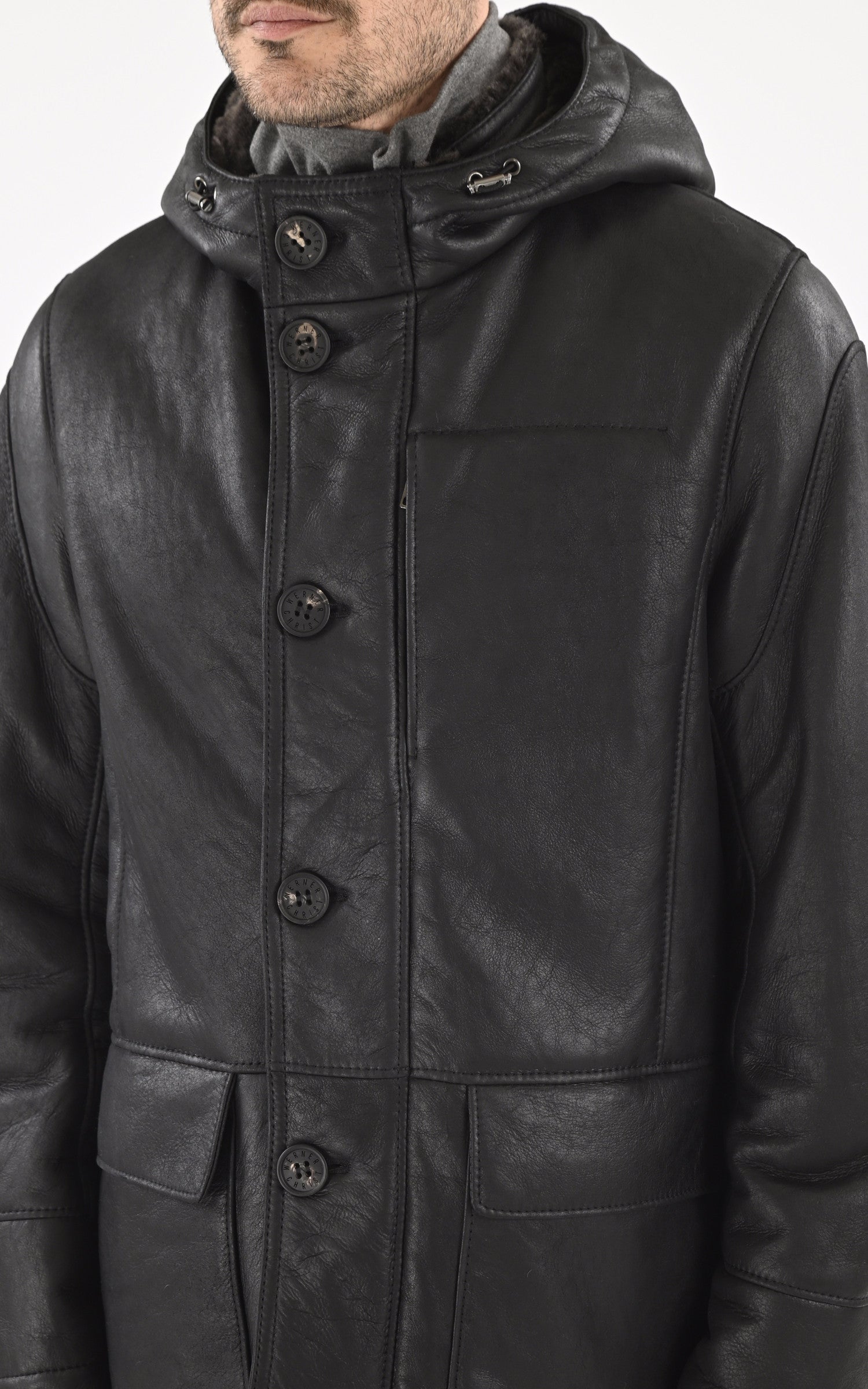 A &quot;ABRAHAM&quot; Noir Christ 3/4 Homme details photo 5