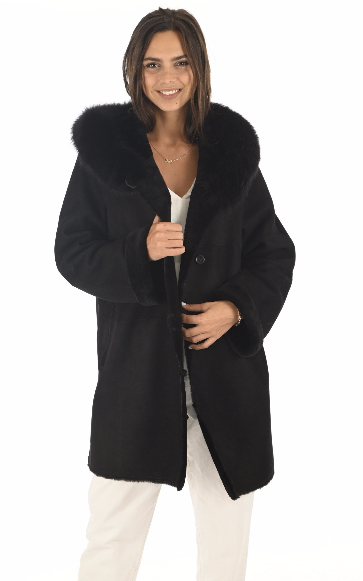 A &quot;AURELIE L84CM&quot; Noir La Canadienne 7/8 Femme opened photo 1