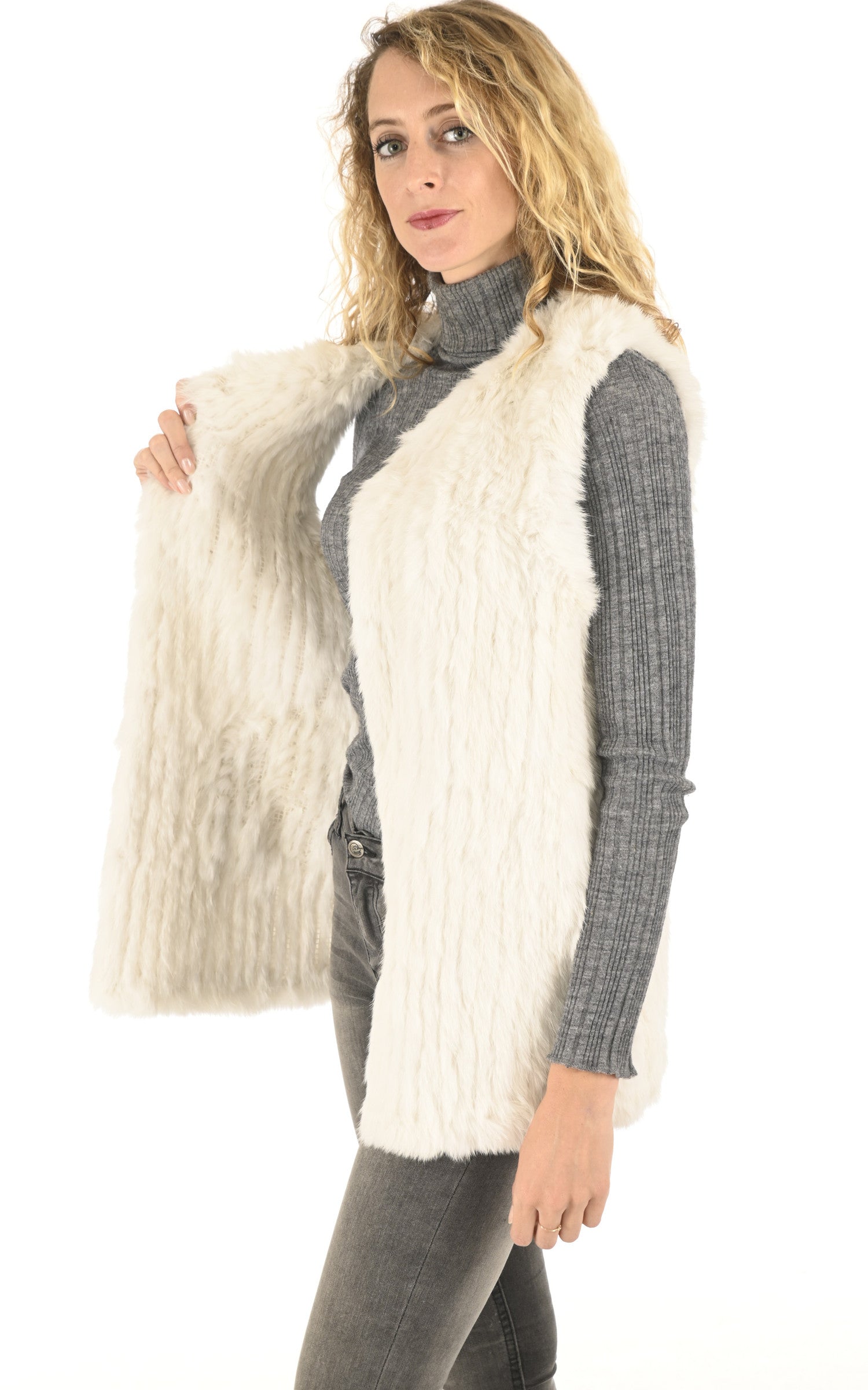 A &quot;GILET 70&quot; Craie La Canadienne Veste Femme interior photo 3