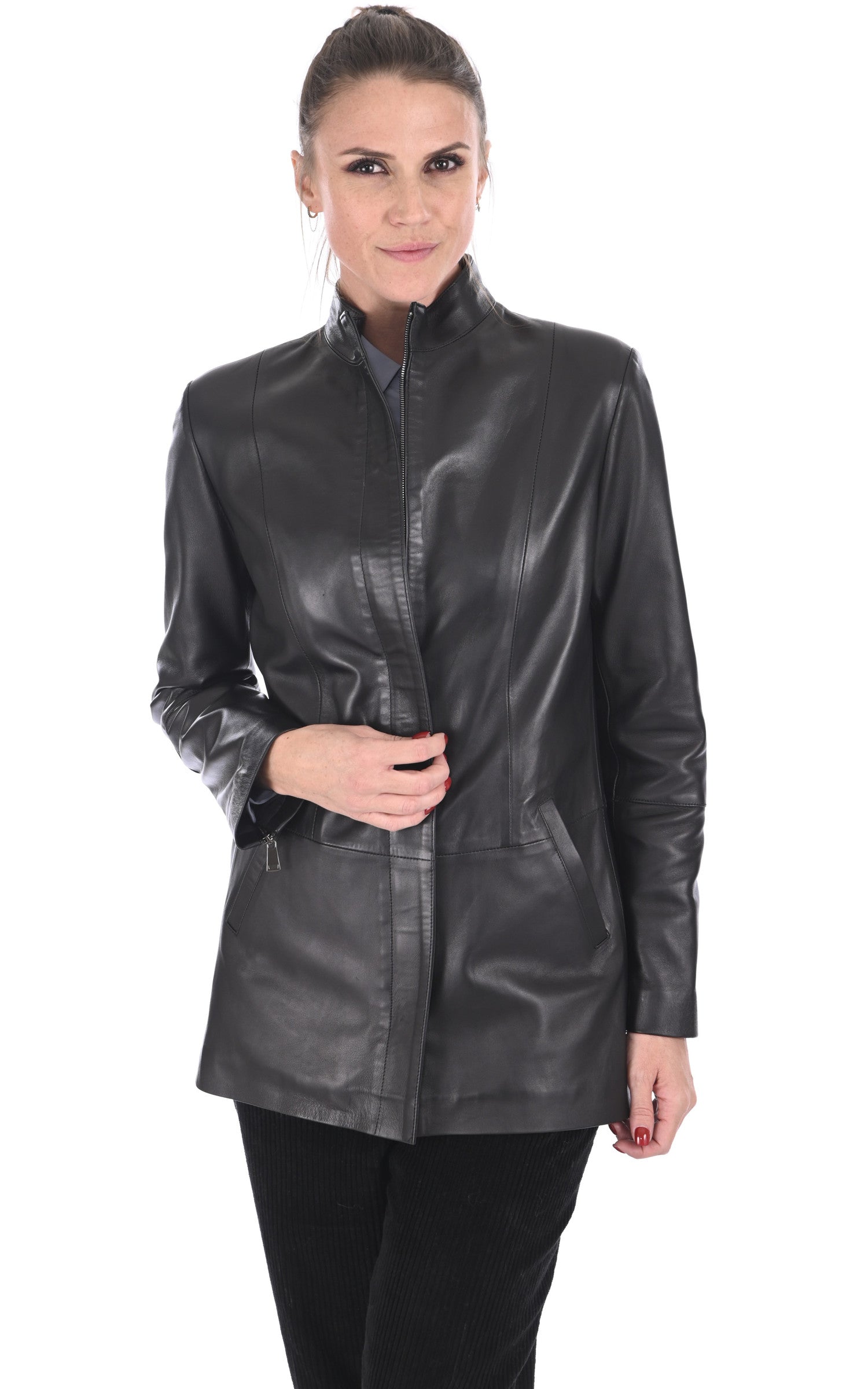 A &quot;NATY FF&quot; Noir La Canadienne Veste Femme opened photo