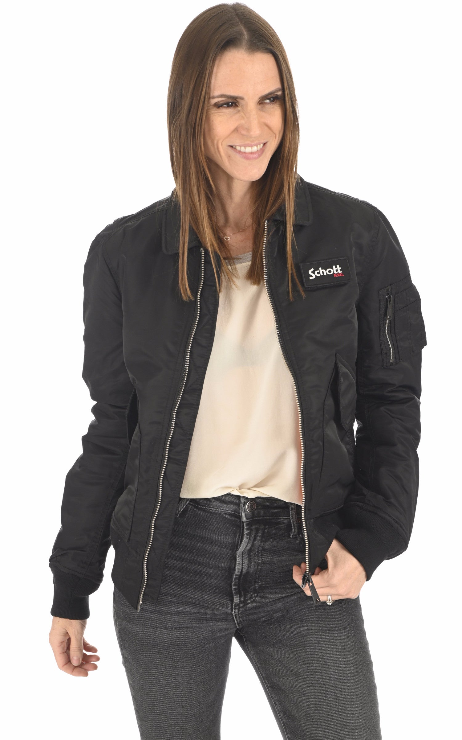 A &quot;210100 RS&quot; Black Schott Blouson Mixte closed photo