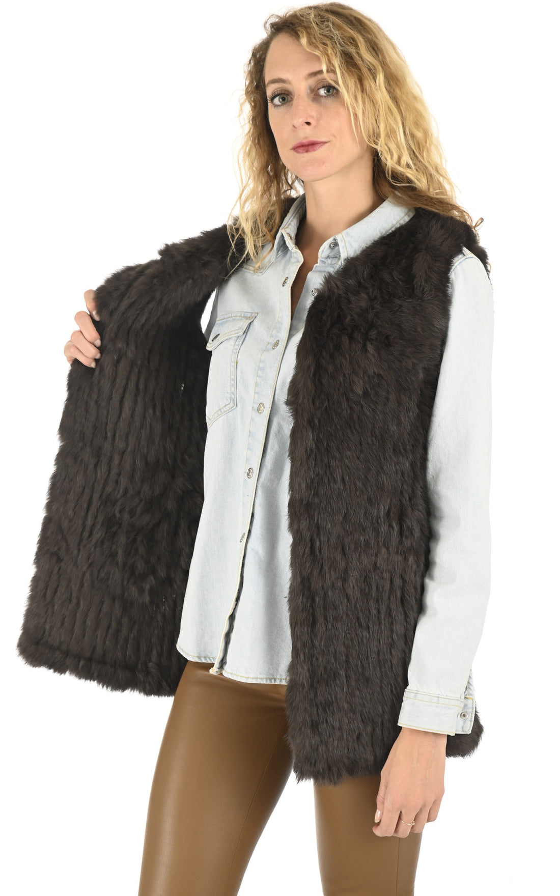 A &quot;GILET 70&quot; Kaki La Canadienne Veste Femme opened photo