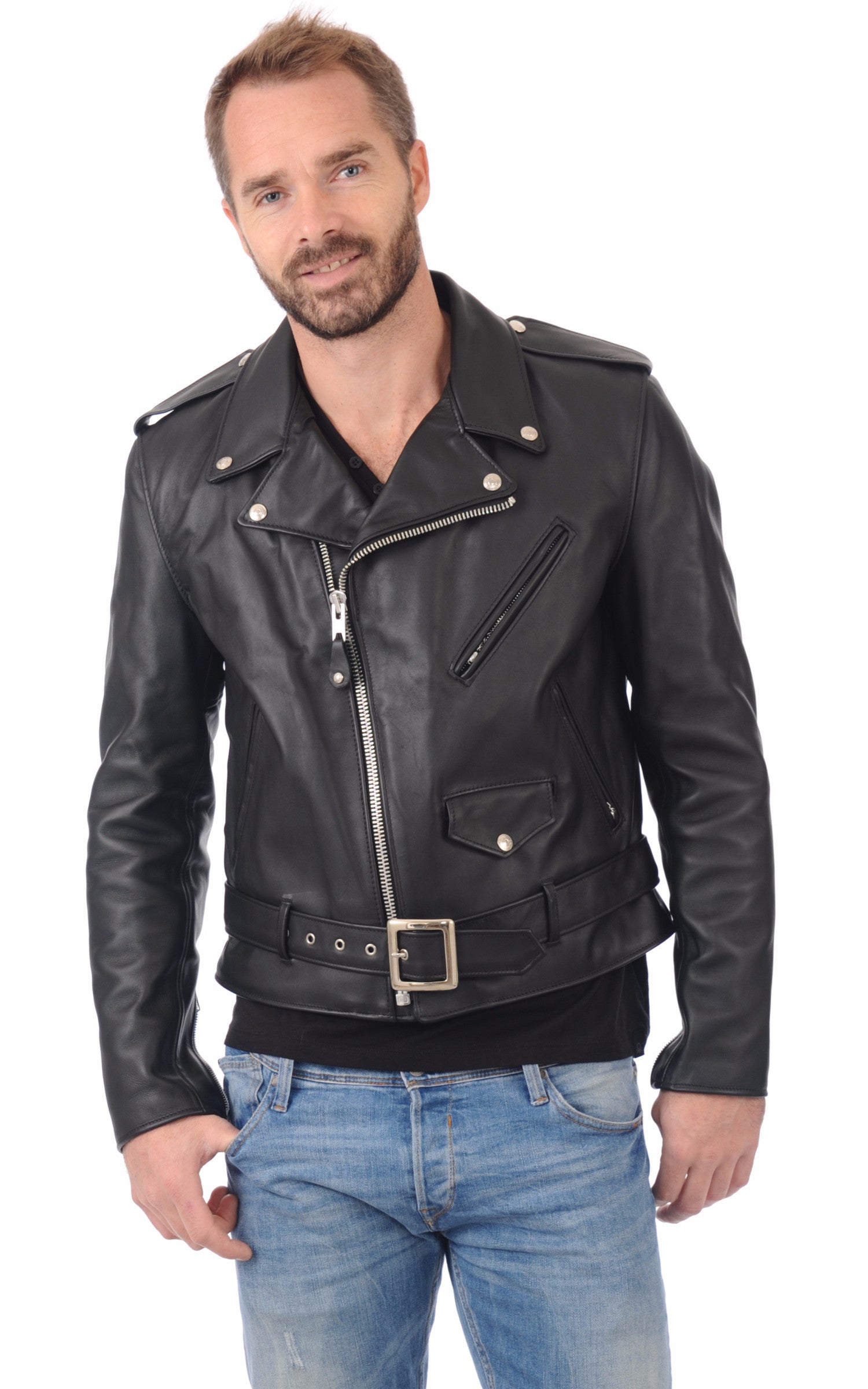 A &quot;618&quot; Noir Schott Perfecto Homme closed photo
