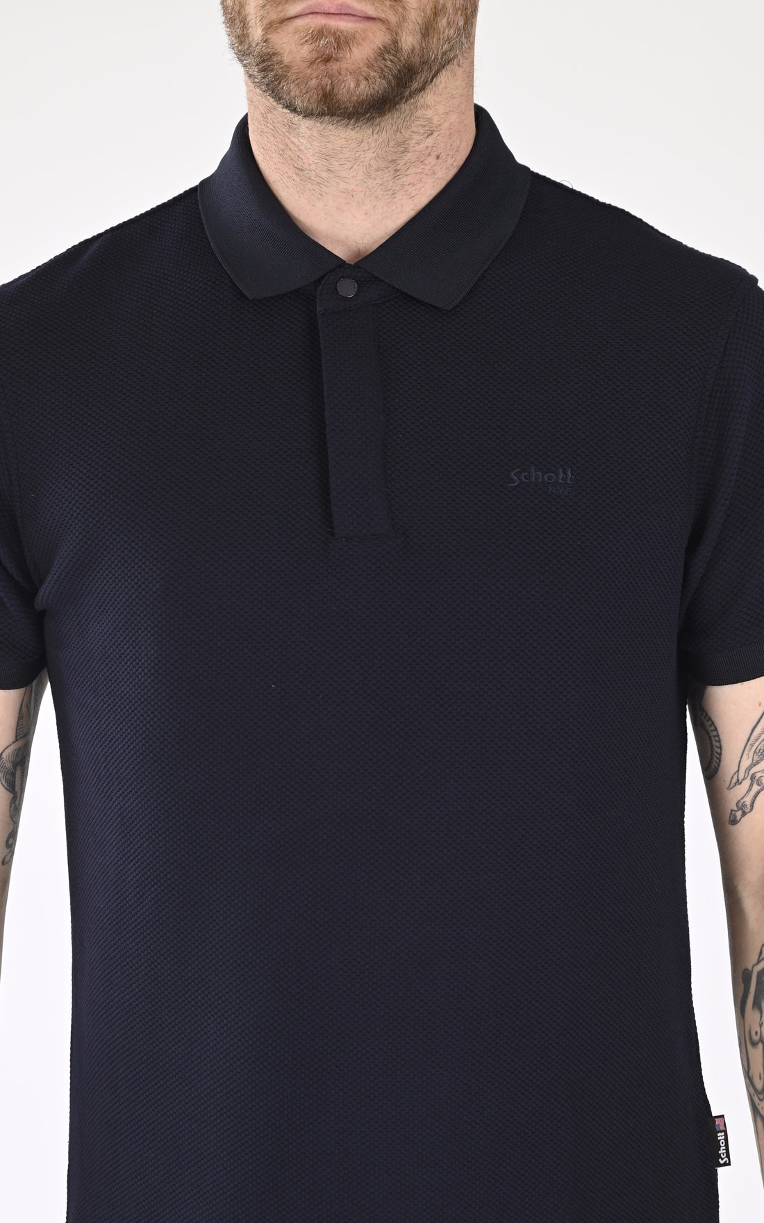 A &quot;PS OLLIN&quot; Bleu Marine Schott Polo Homme opened photo